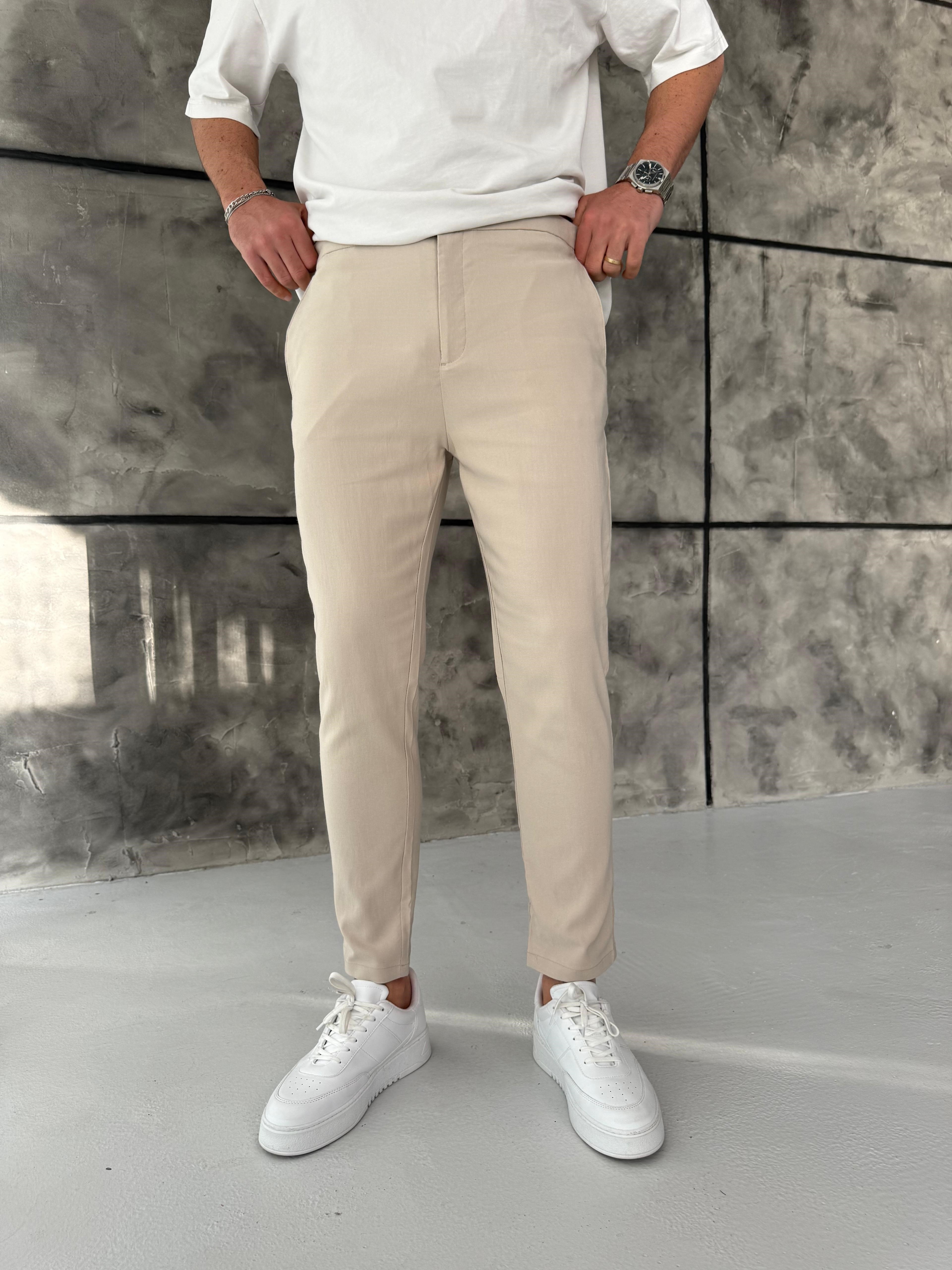 Full Likralı Jogger Kumaş Pantolon Bej