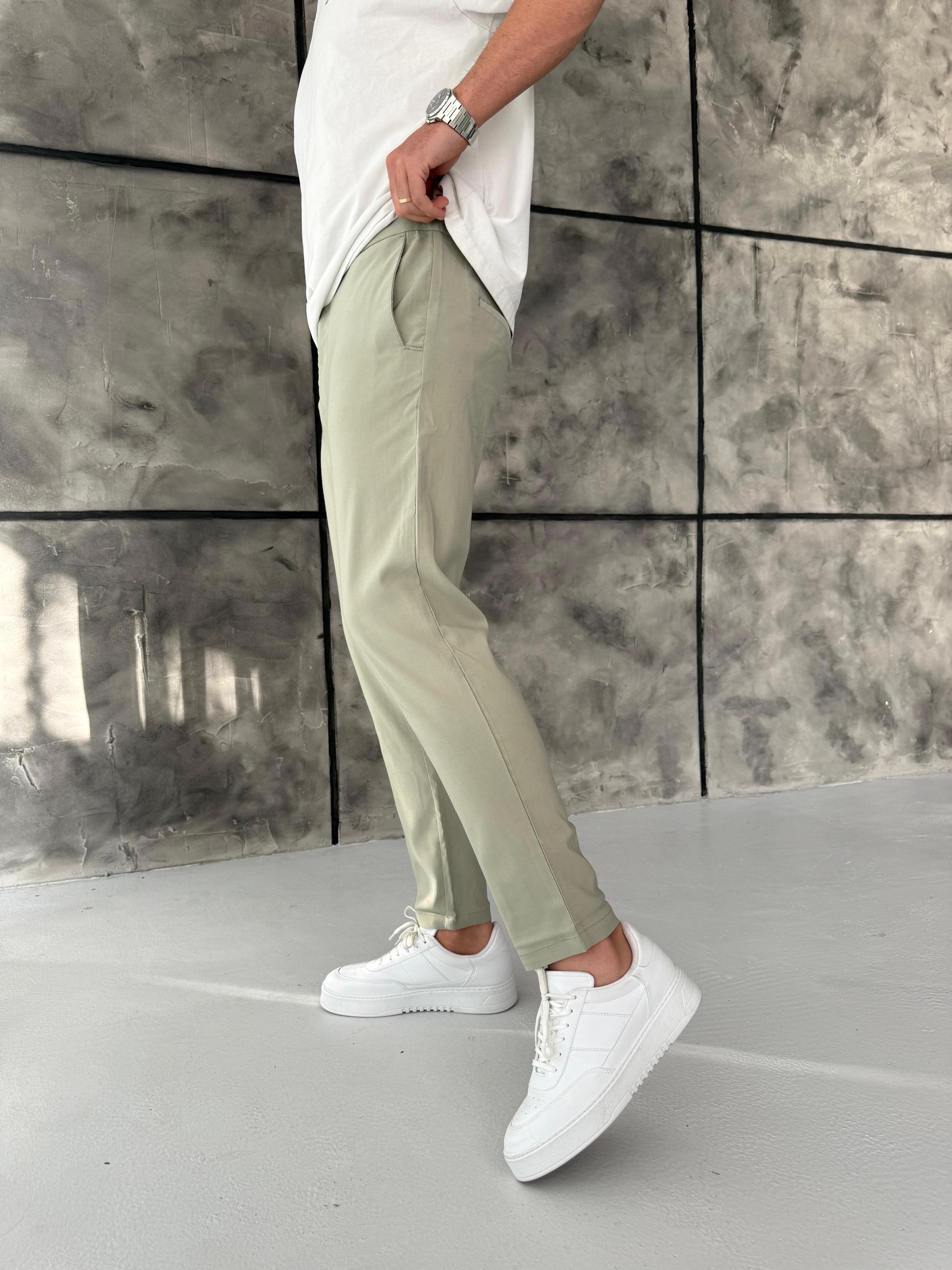 Full Likralı Jogger Kumaş Pantolon Çağla