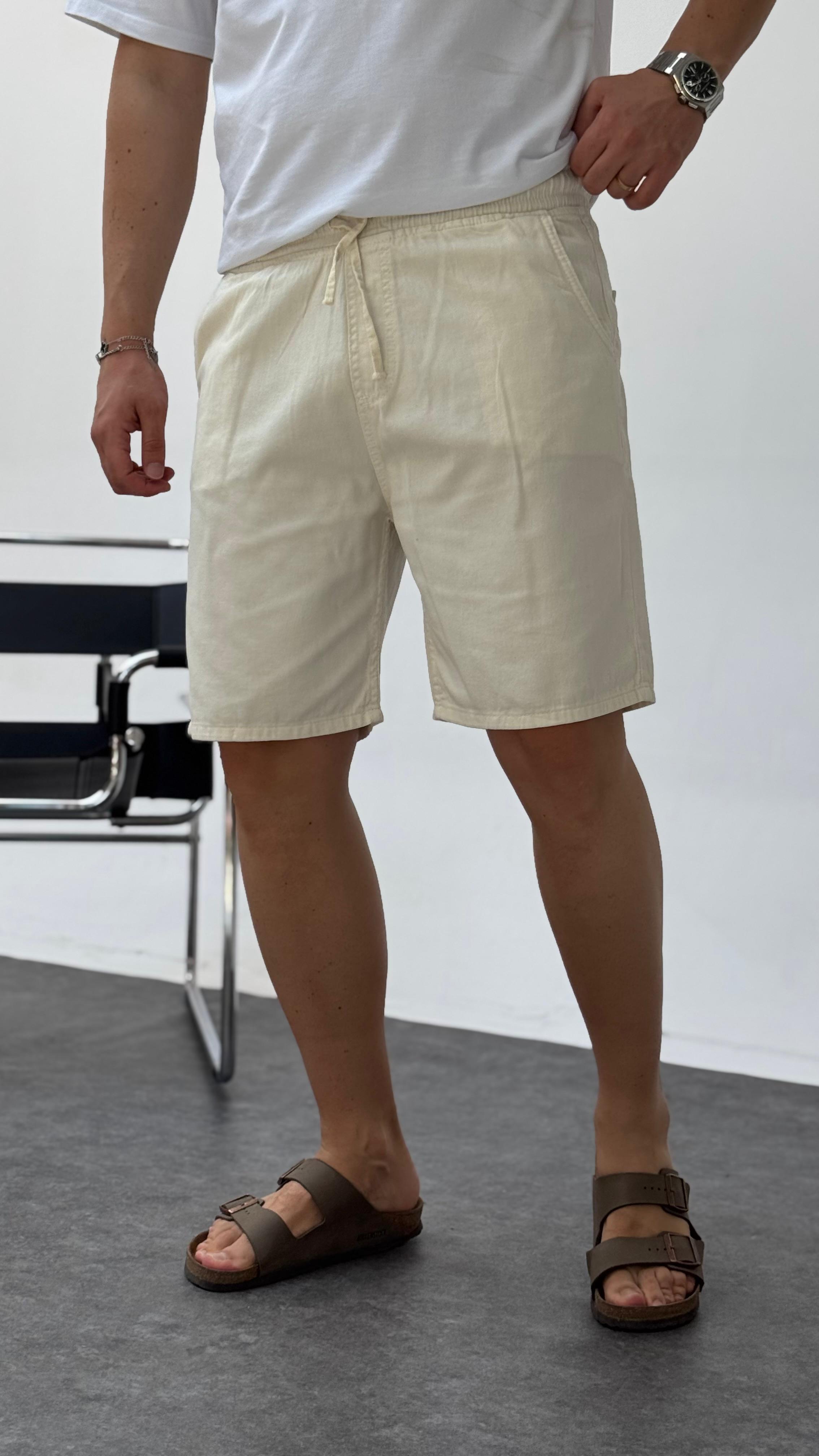 Gabardin Şort Krem