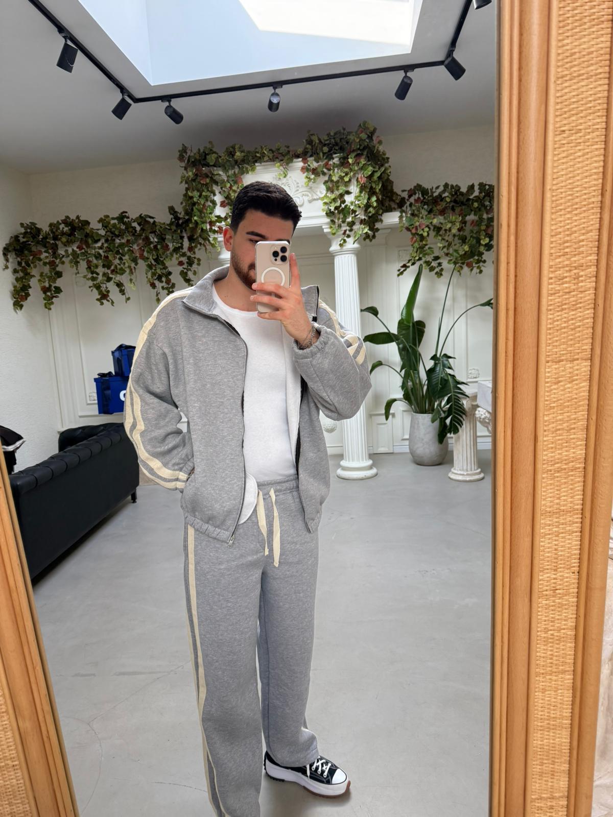 Gri Şeritli Oversize Takım