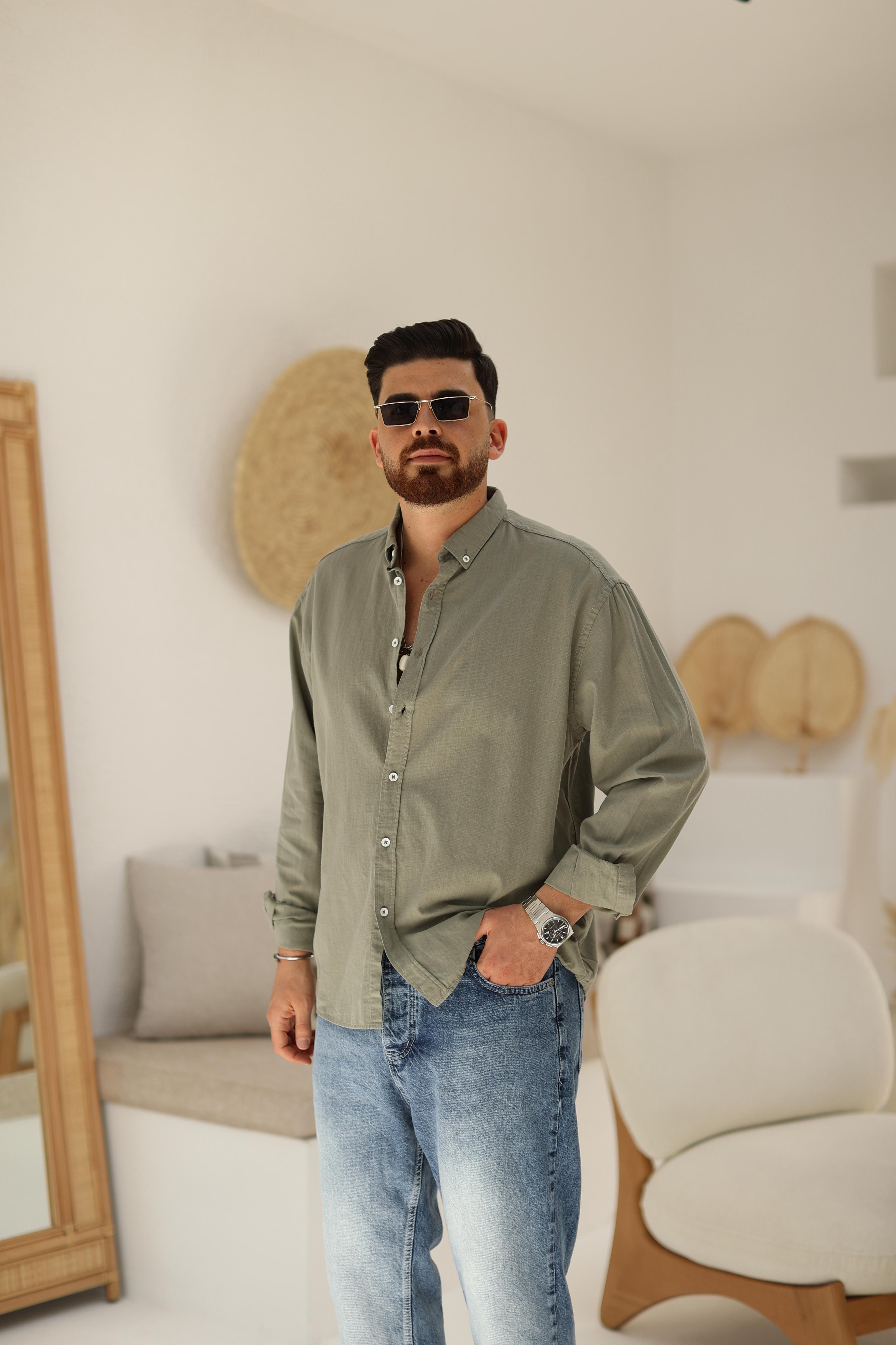 Haki Fresh Keten Gömlek