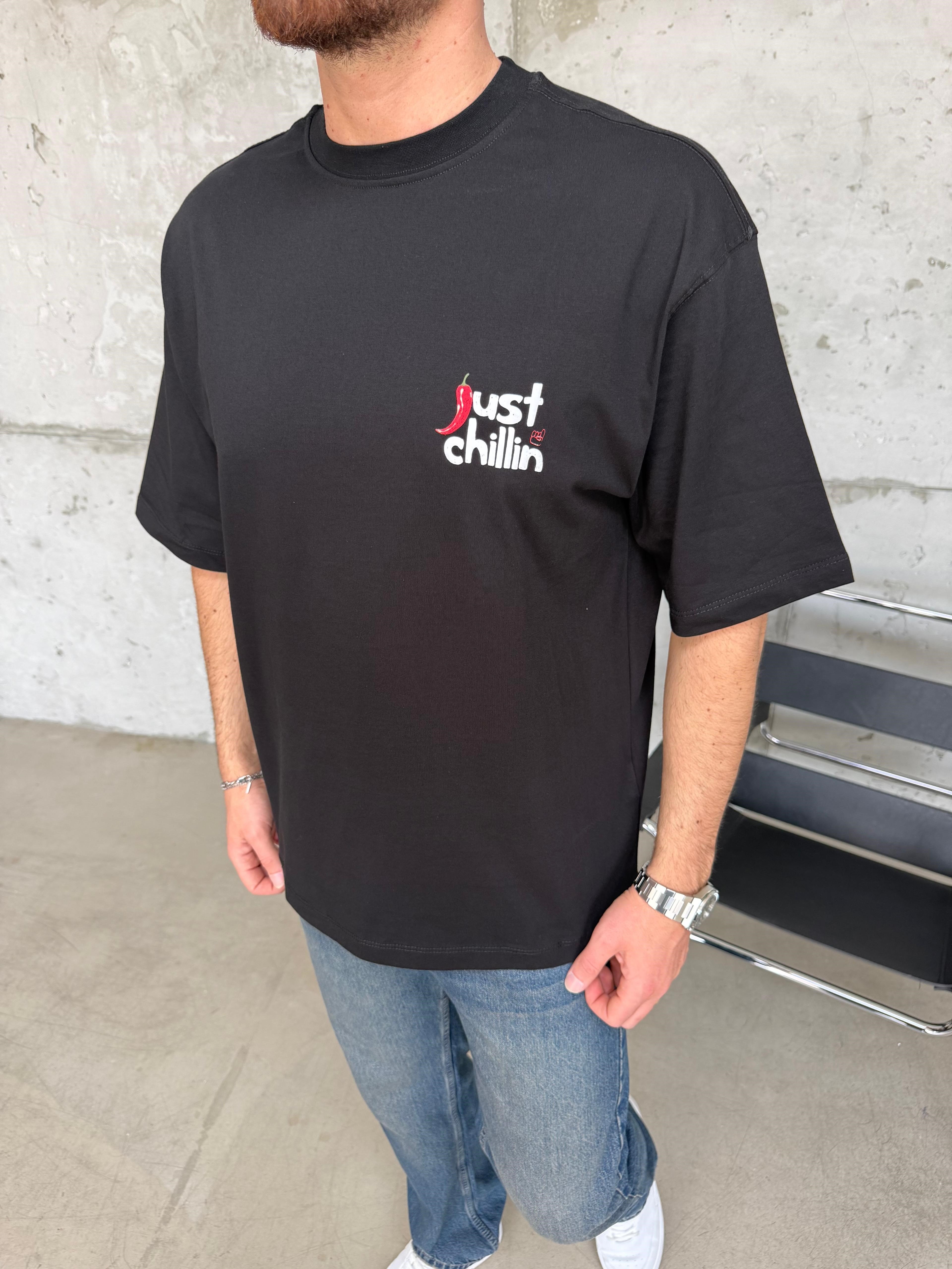 Just Chillin Oversize T-Shirt Siyah