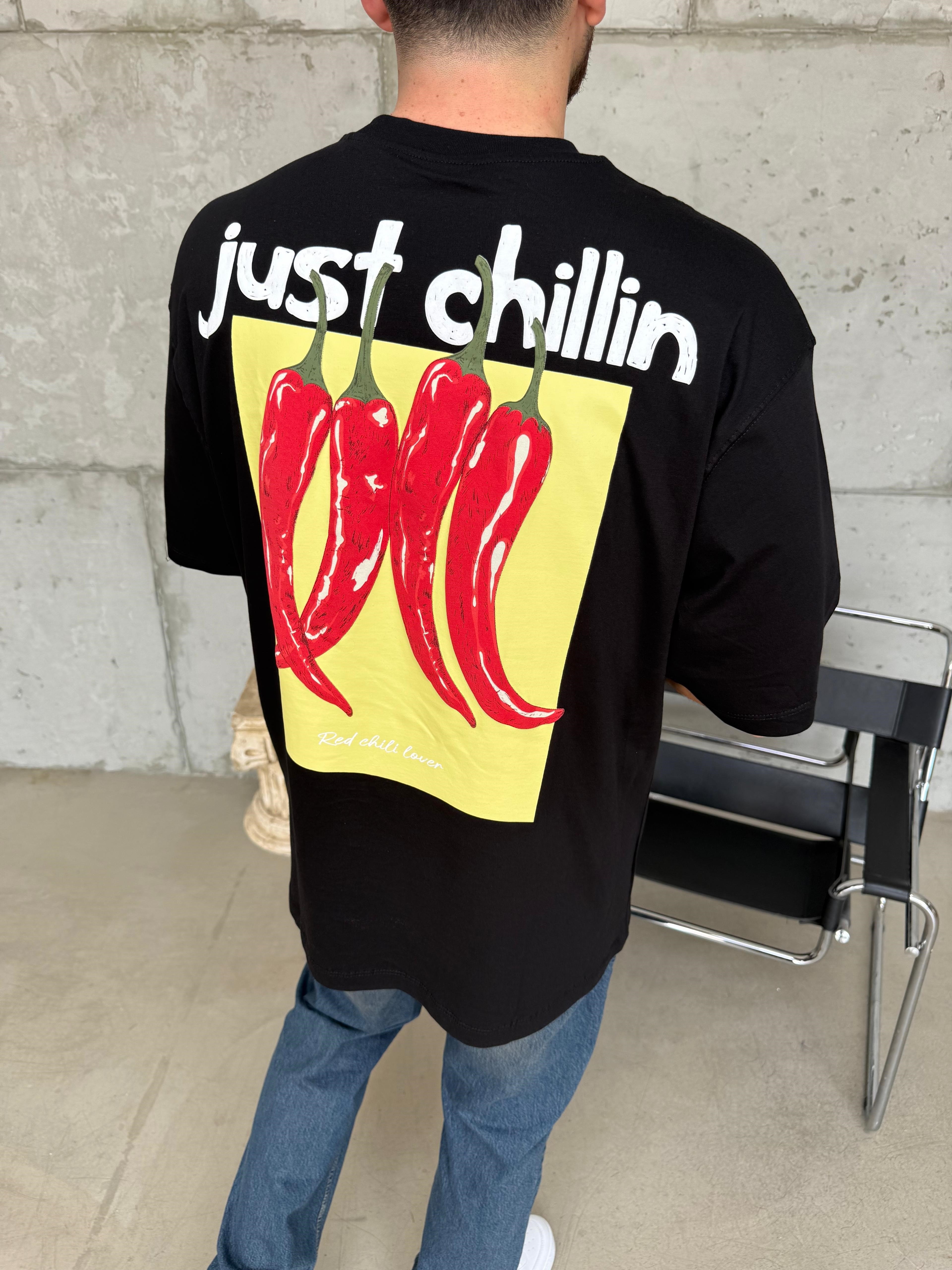 Just Chillin Oversize T-Shirt Siyah