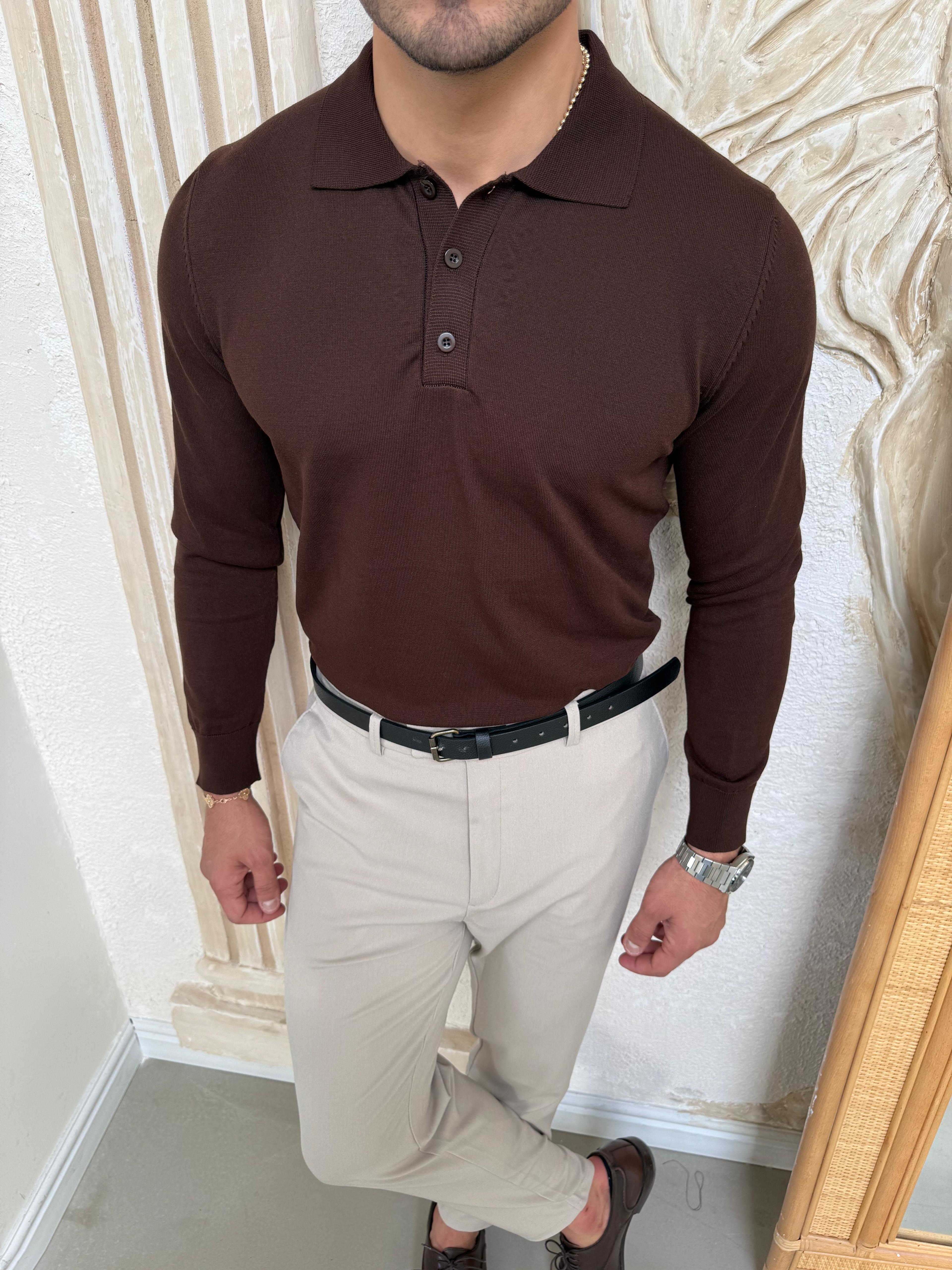 Kahve Basic Polo Yaka Triko