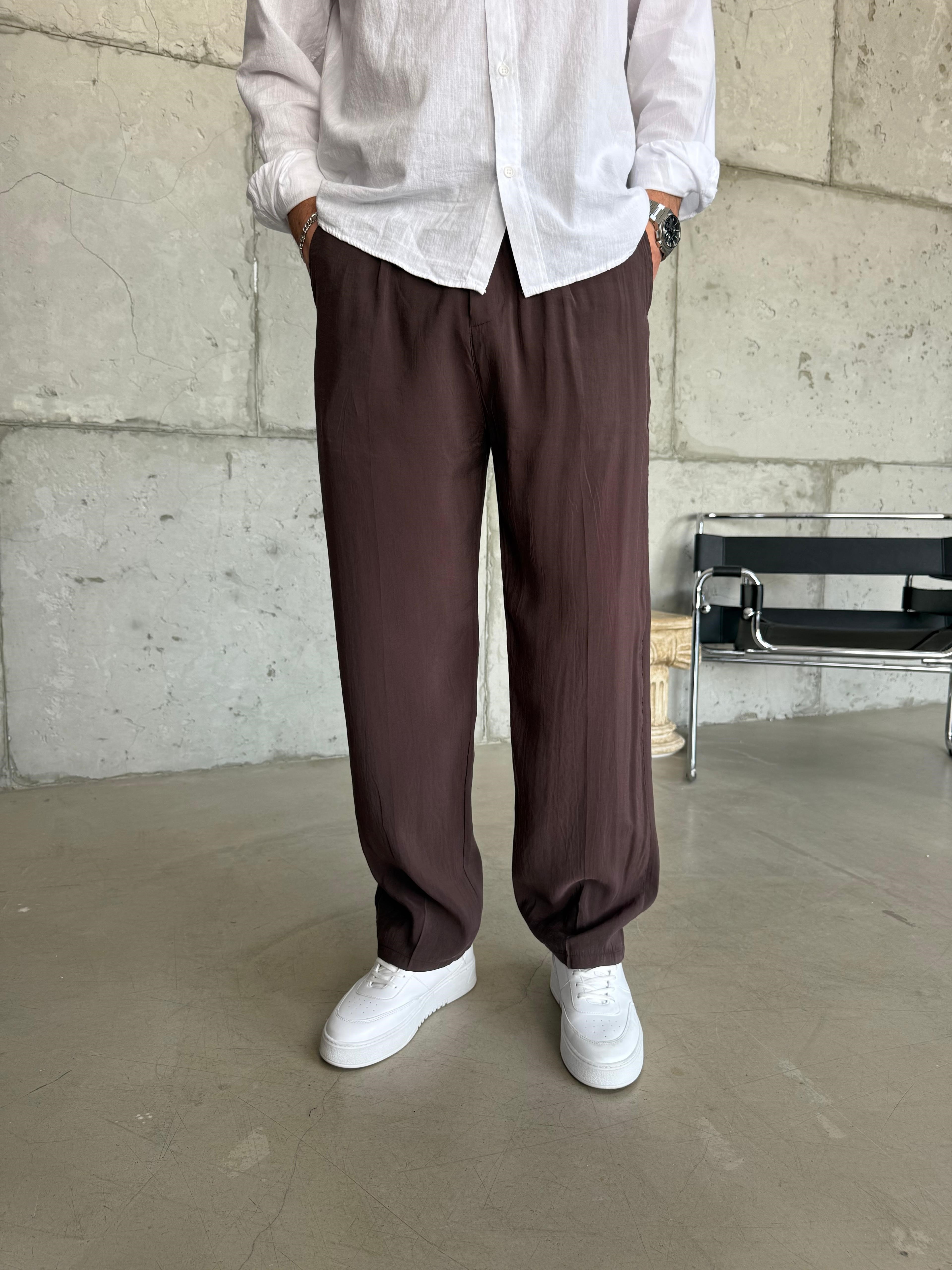 Kahve  Modal Kumaş Baggy Pantolon