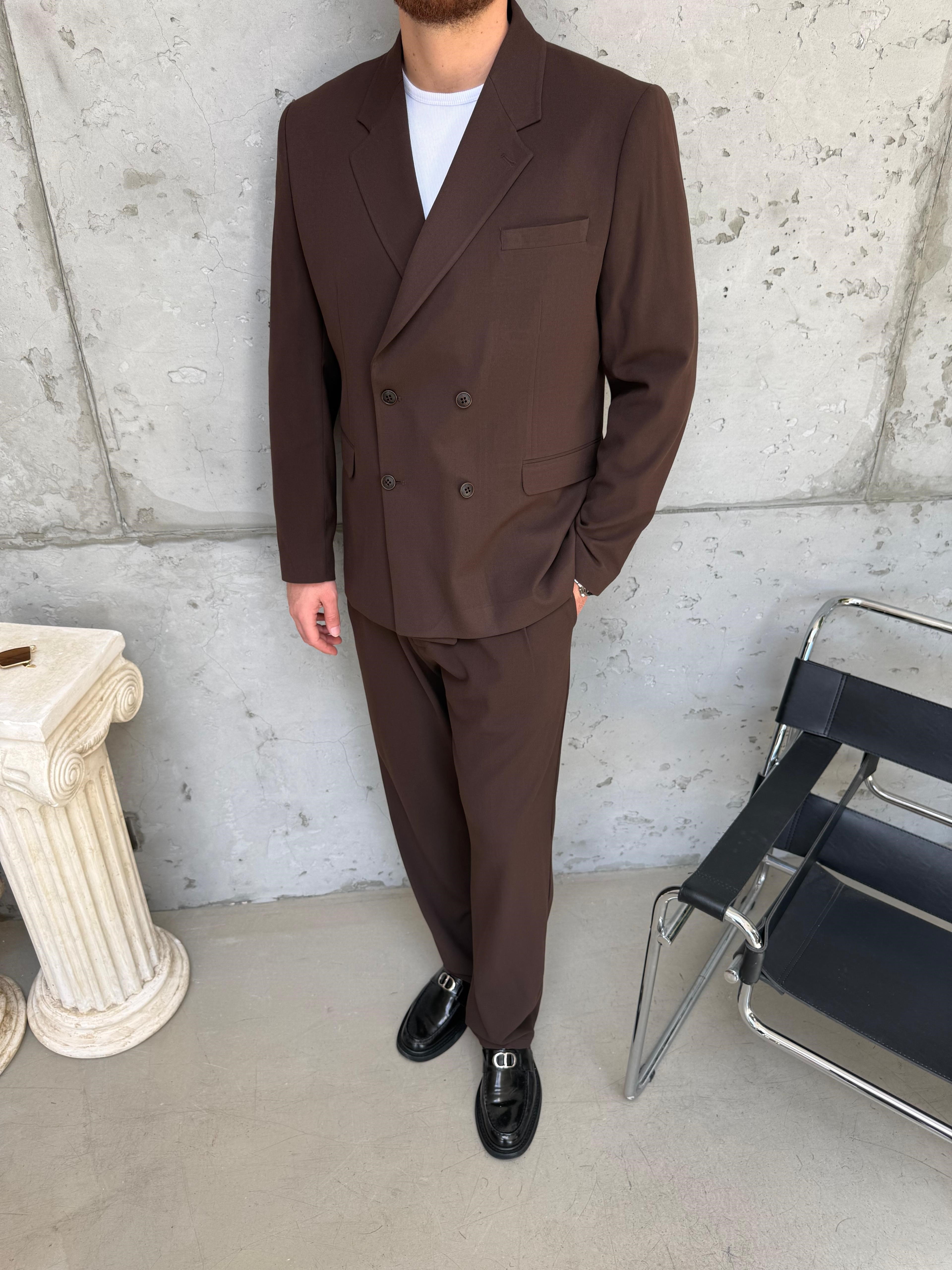 Kahve Oversize Kruvaze Takım