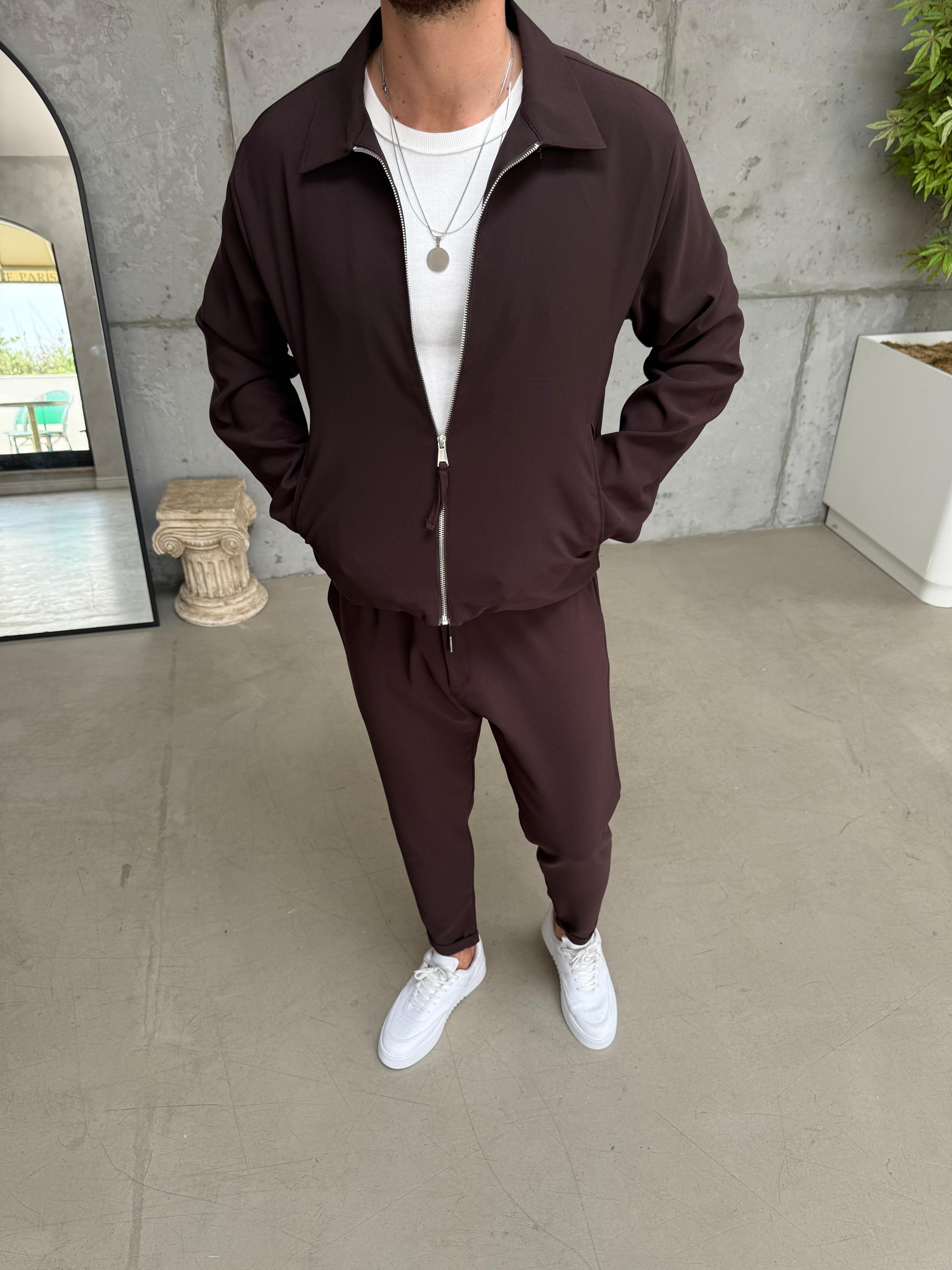 Kahve  Slimfit Duble Paça Takım