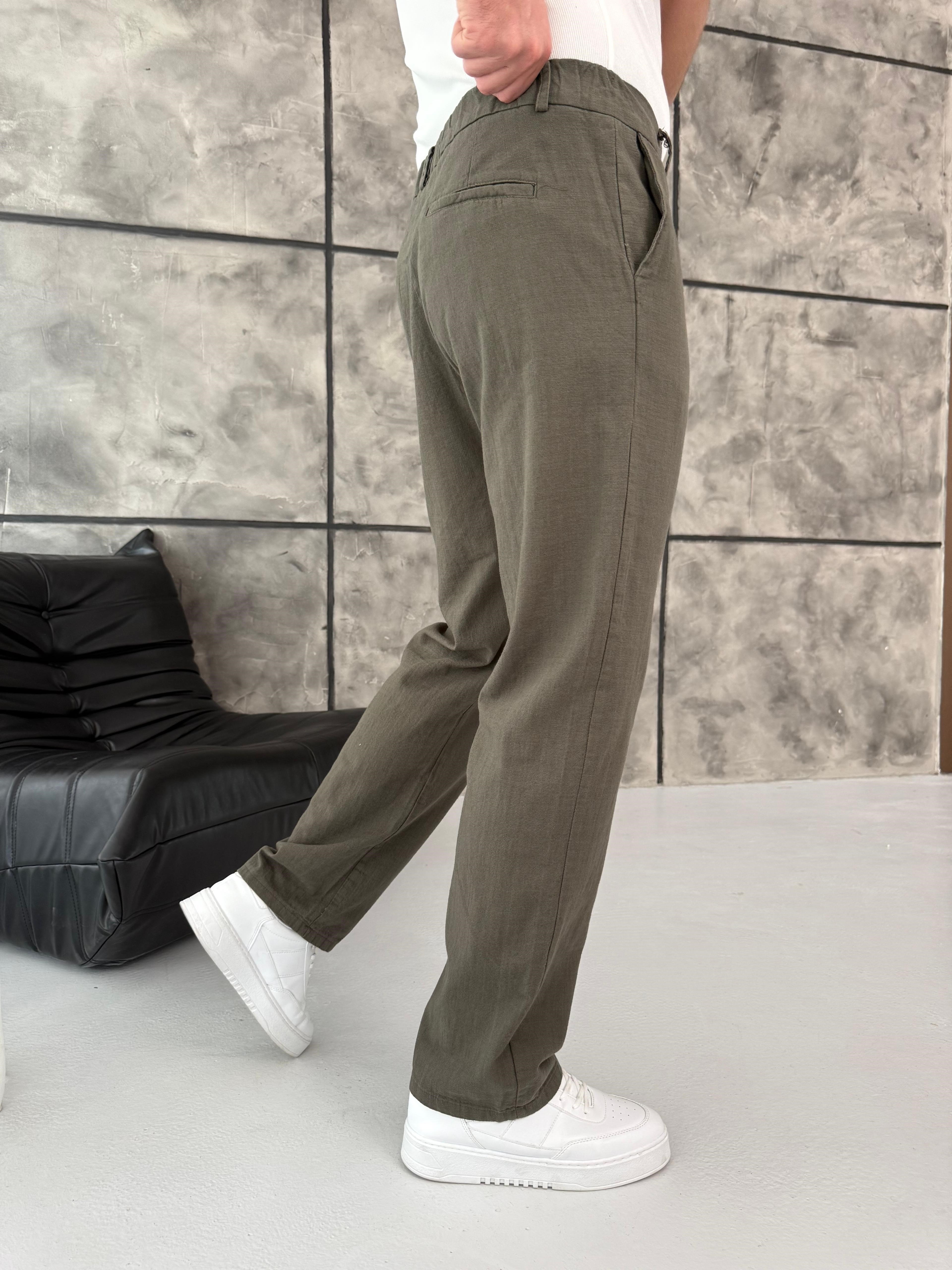 Keten Baggy Pantolon Haki
