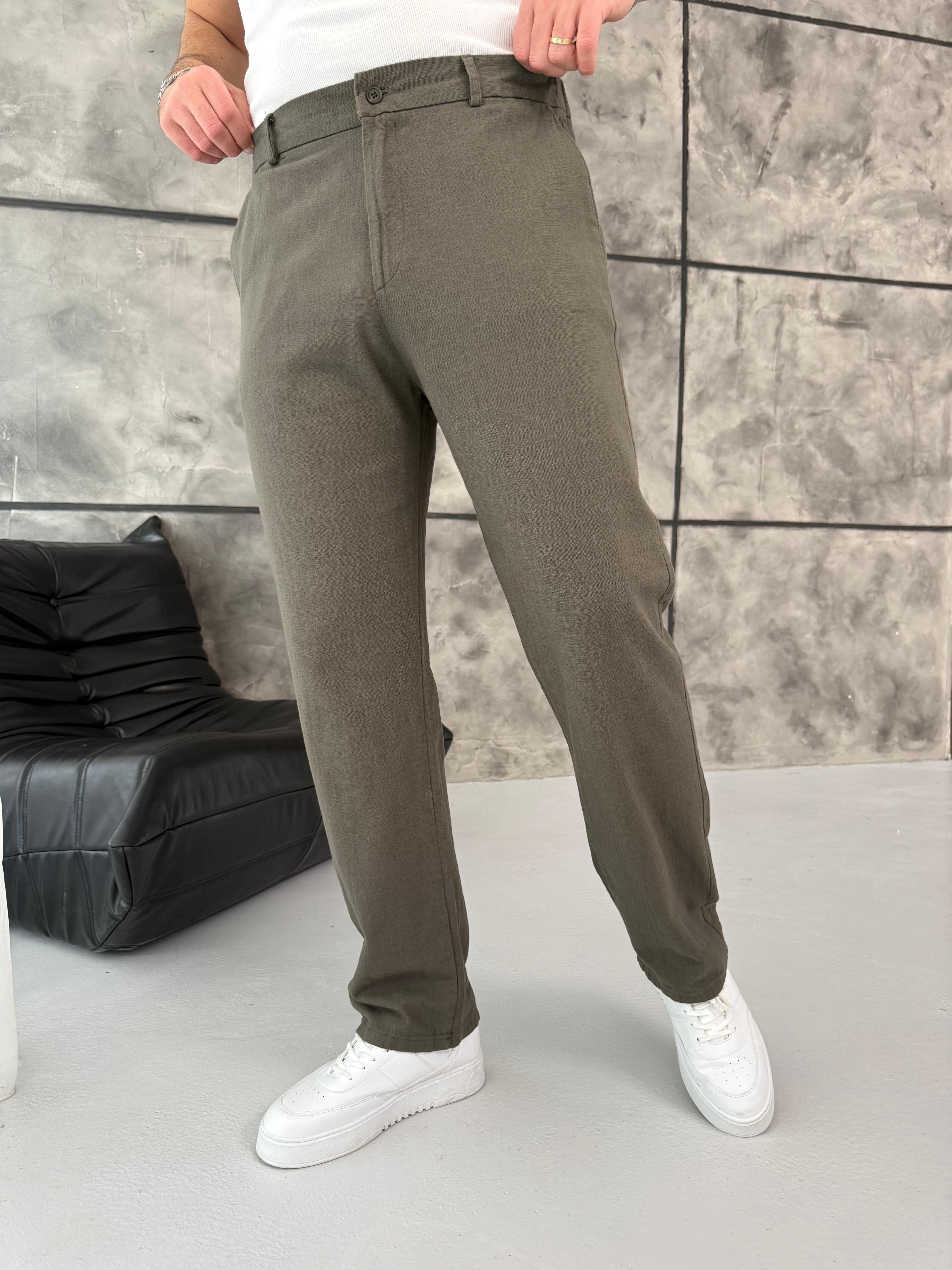 Keten Baggy Pantolon Haki