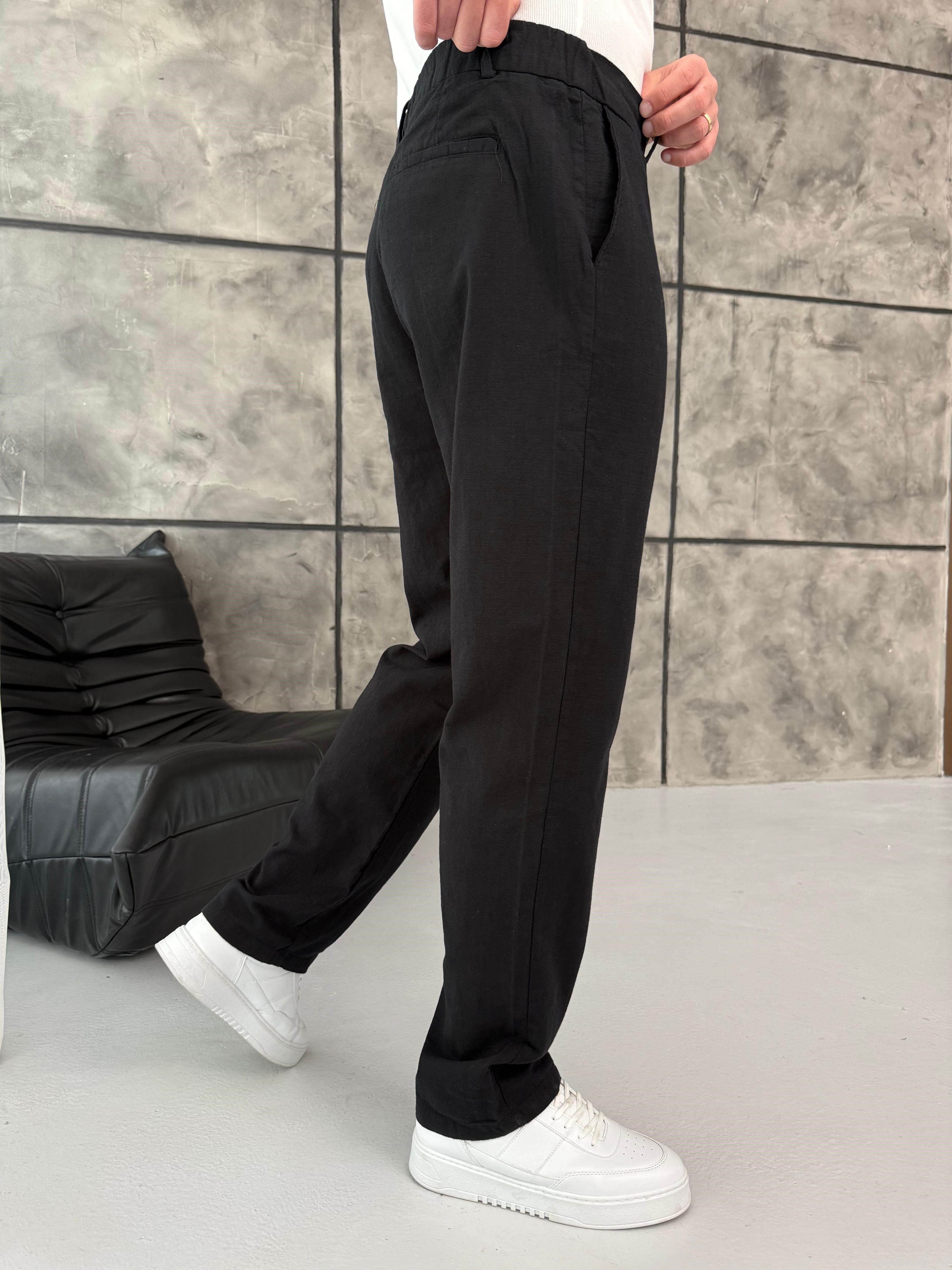 Keten Baggy Pantolon Siyah