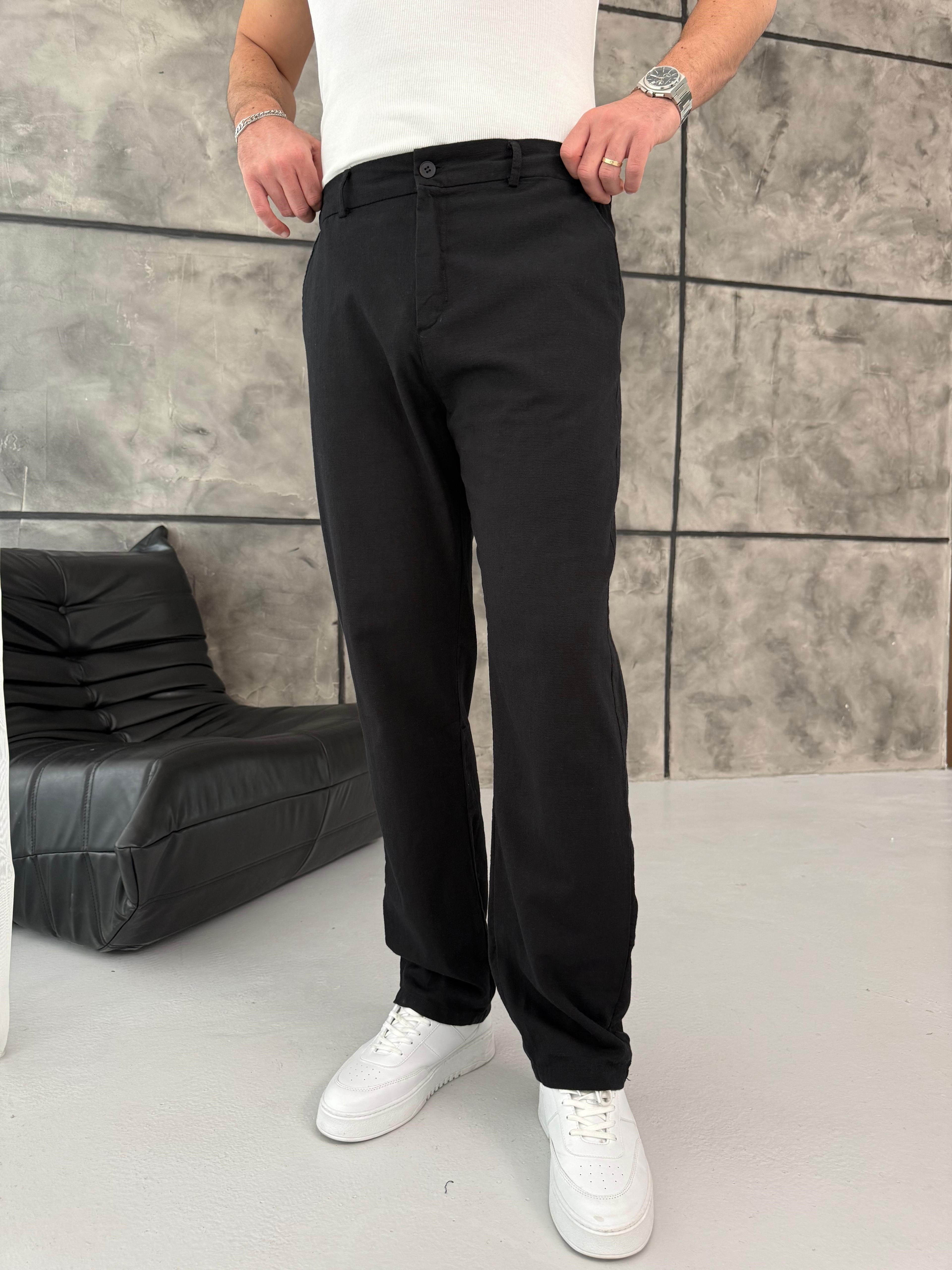 Keten Baggy Pantolon Siyah