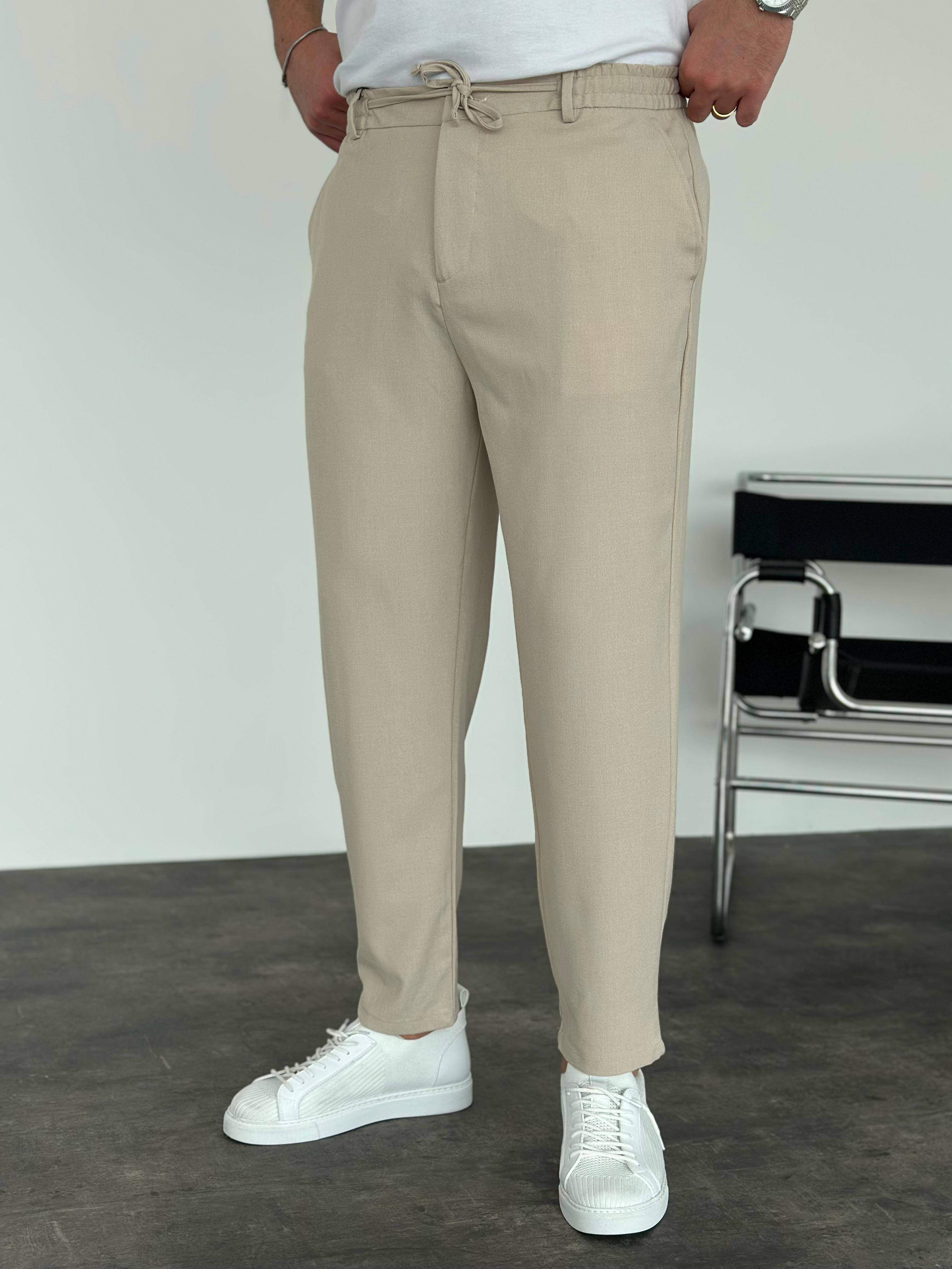 Krem Boyfriend Jogger Pantolon Krem