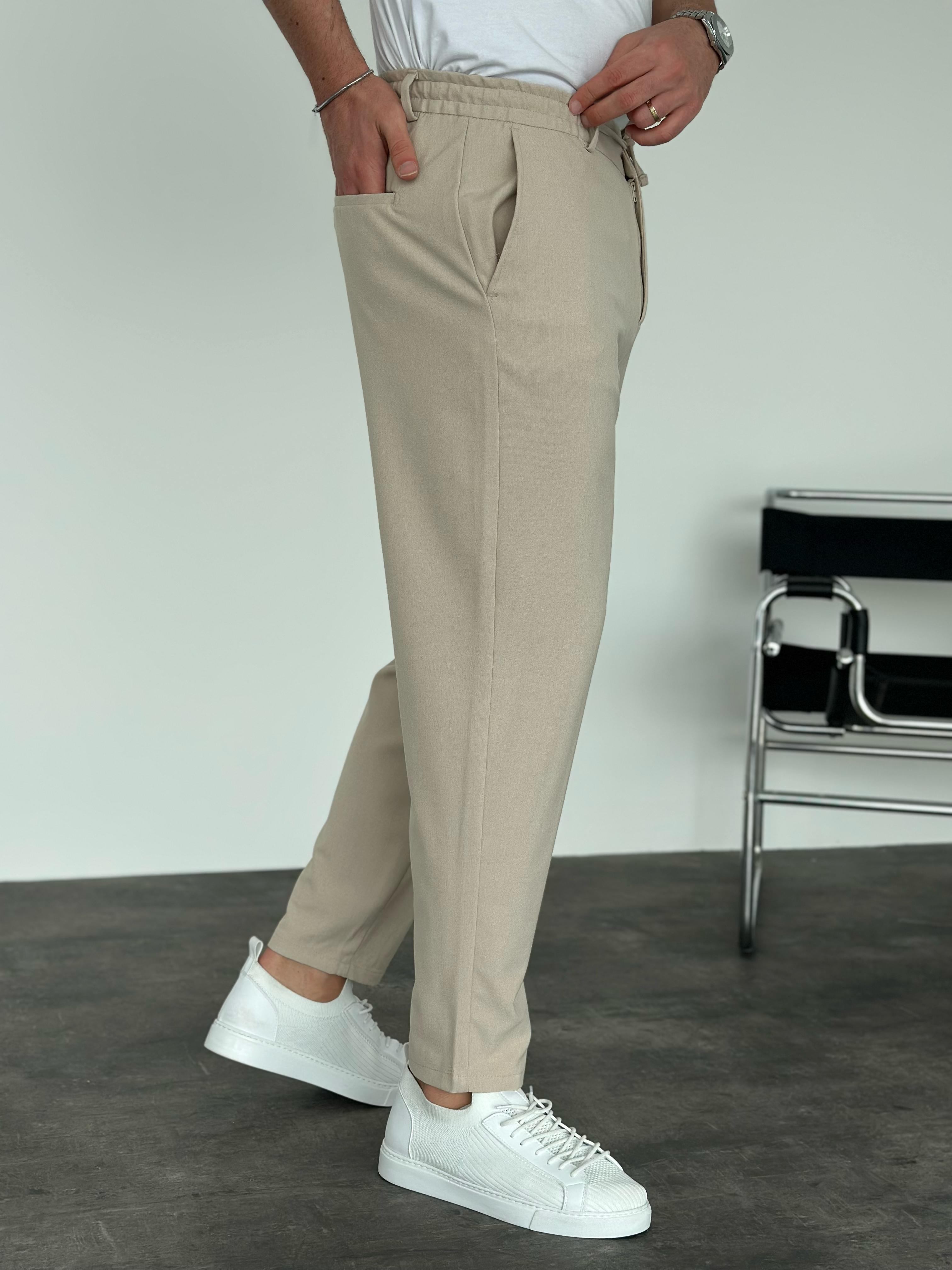Krem Boyfriend Jogger Pantolon Krem