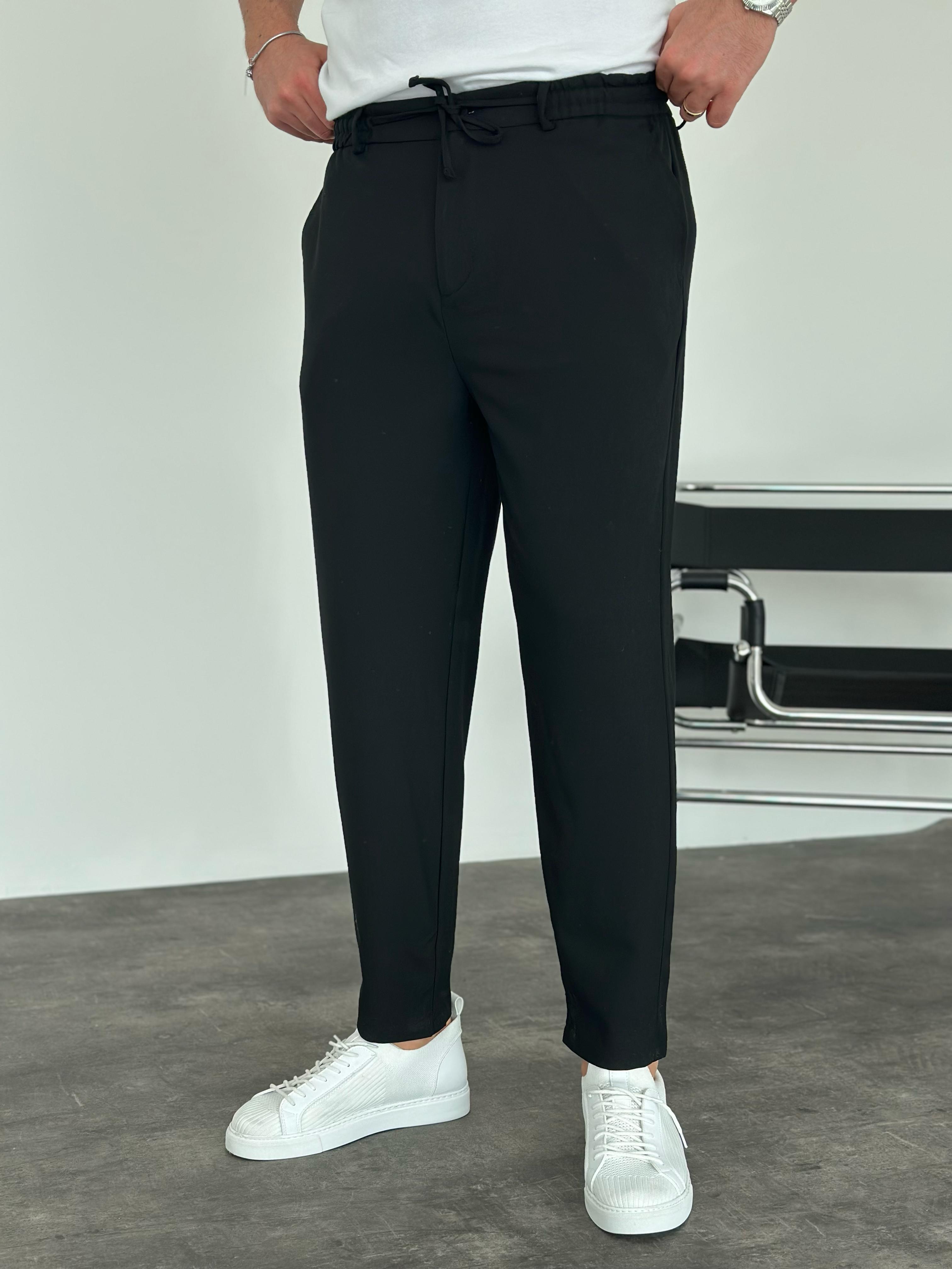 Krem Boyfriend Jogger Pantolon Siyah