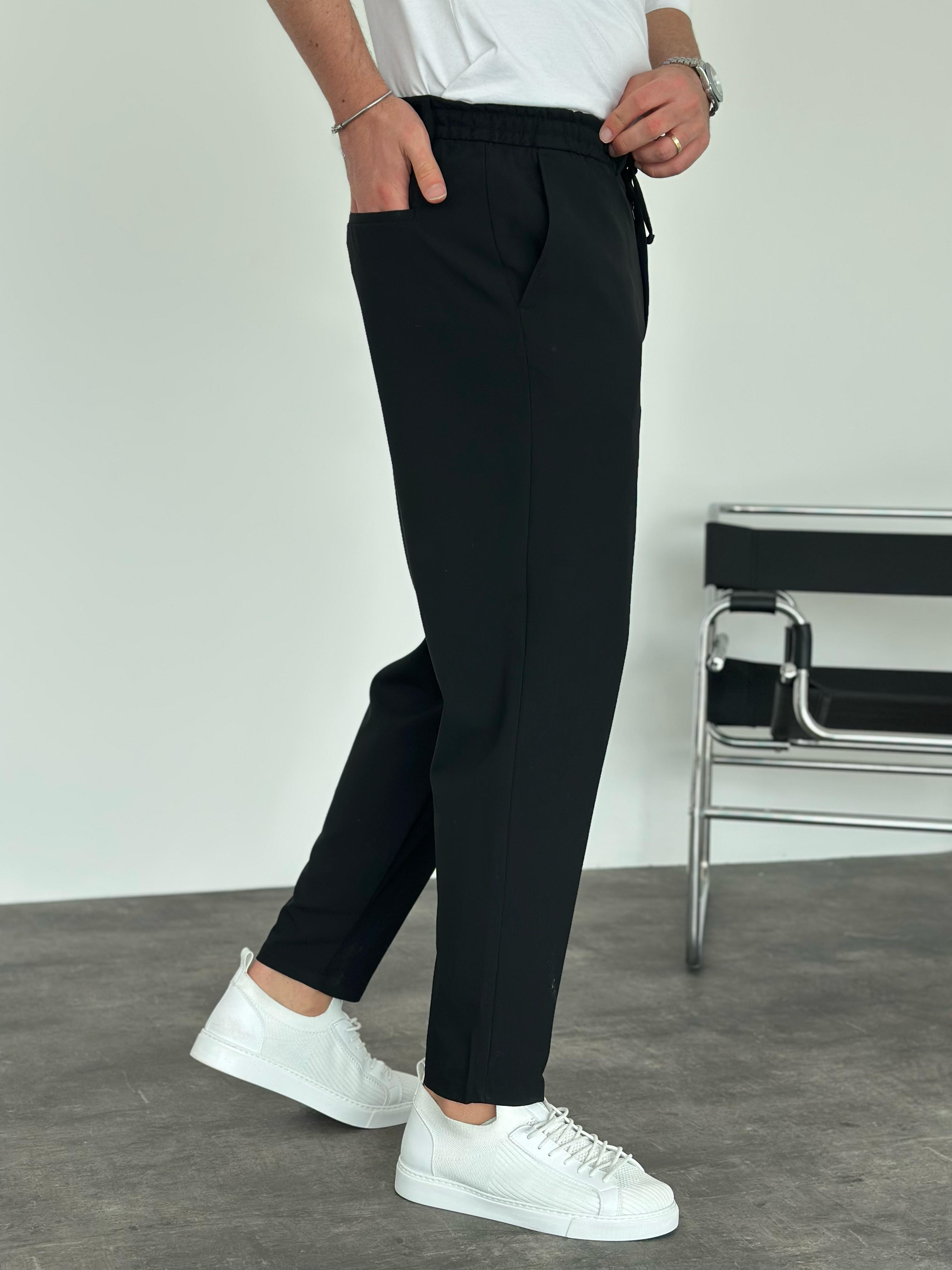 Krem Boyfriend Jogger Pantolon Siyah