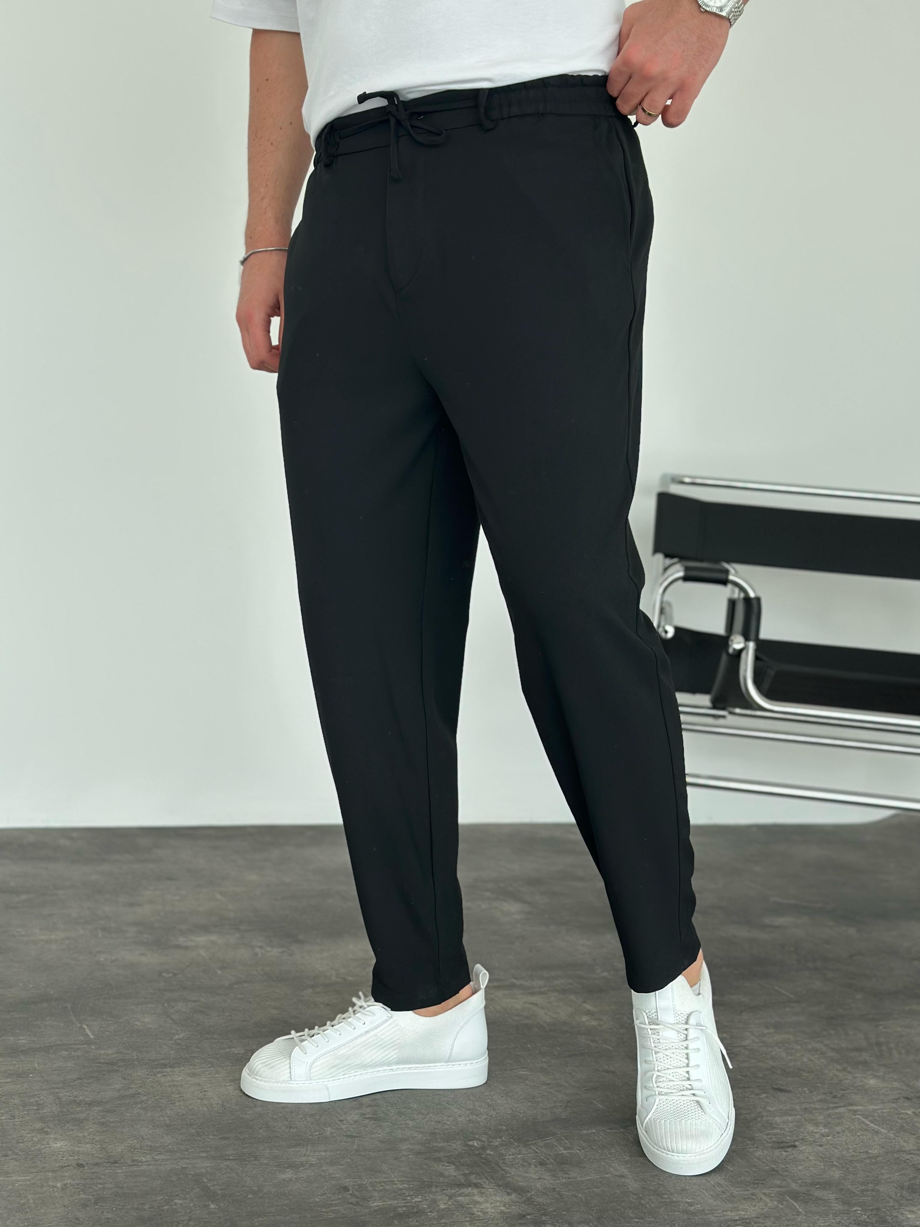 Krem Boyfriend Jogger Pantolon Siyah