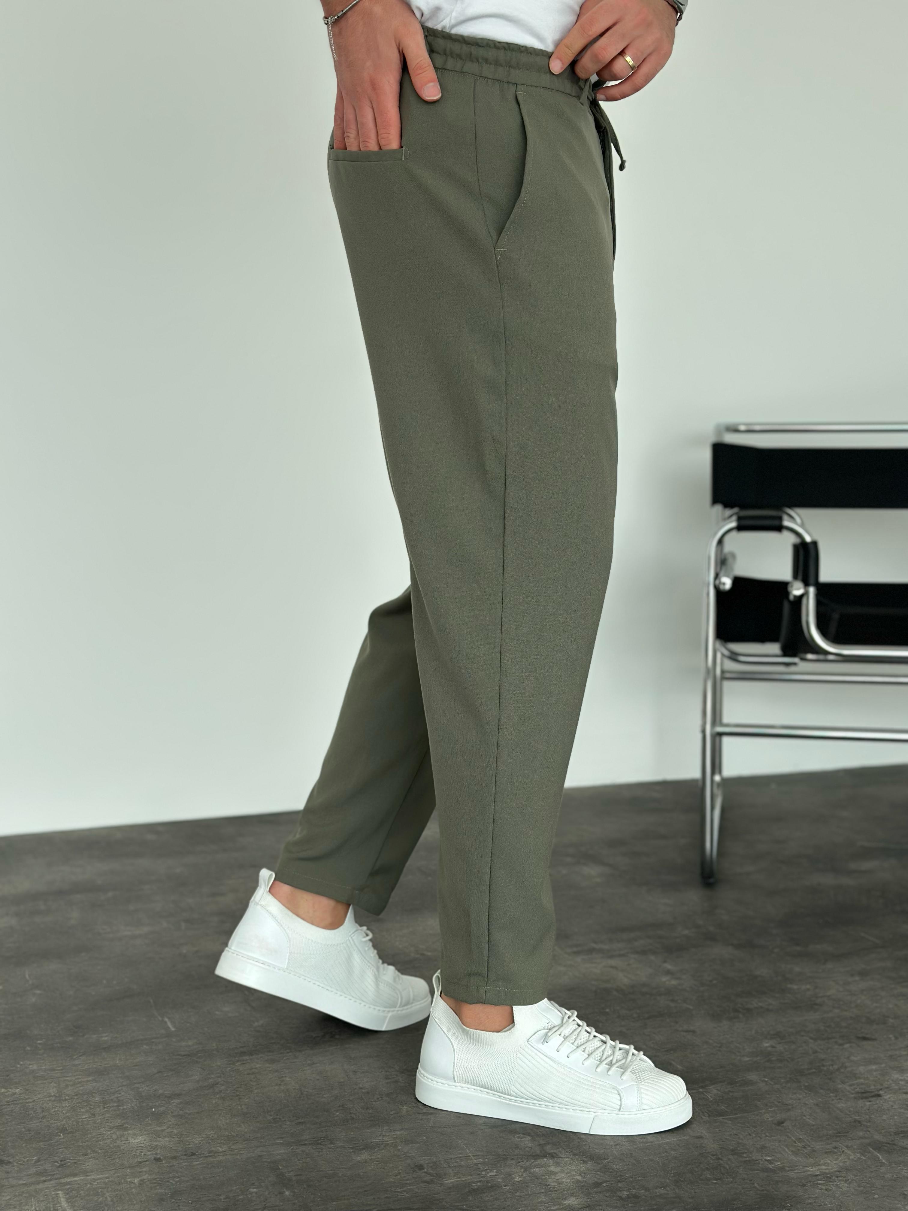 Krem Boyfriend Jogger Pantolon Yeşil