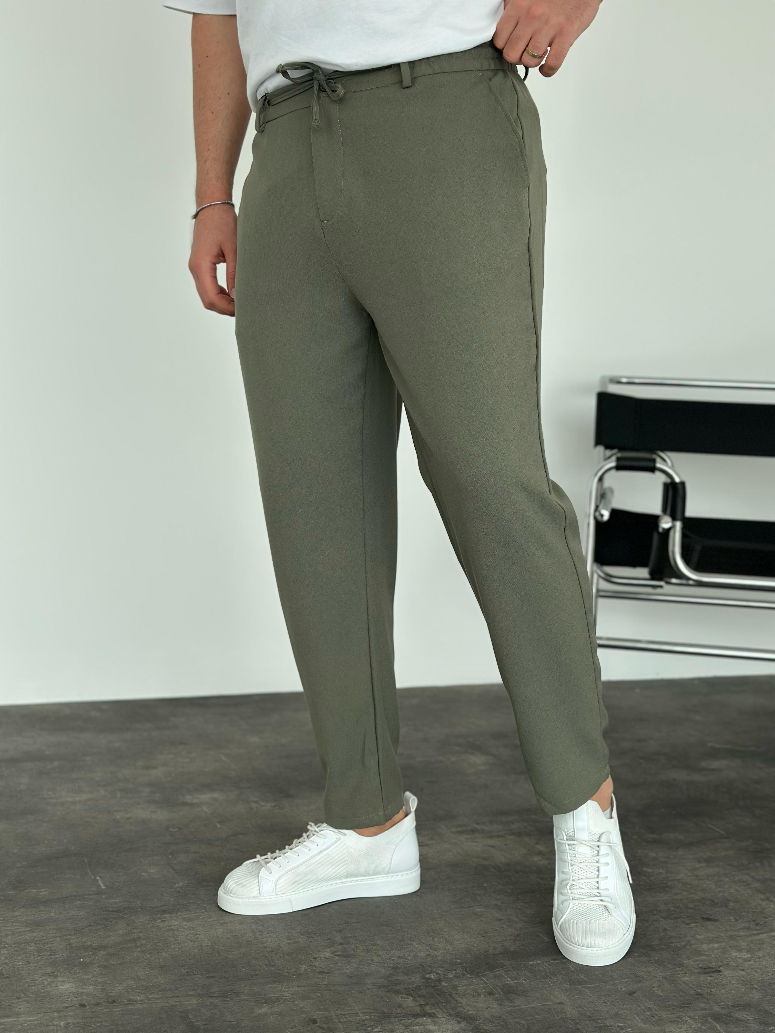 Krem Boyfriend Jogger Pantolon Yeşil