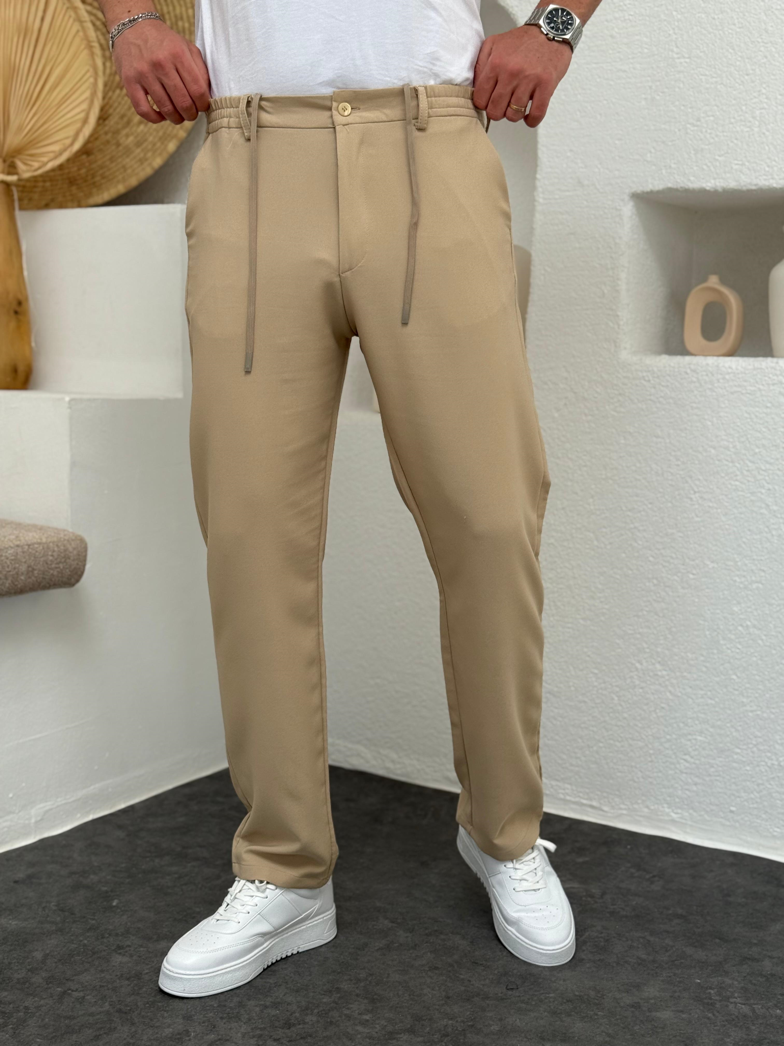 Krem İp Detaylı Jogger Pantolon