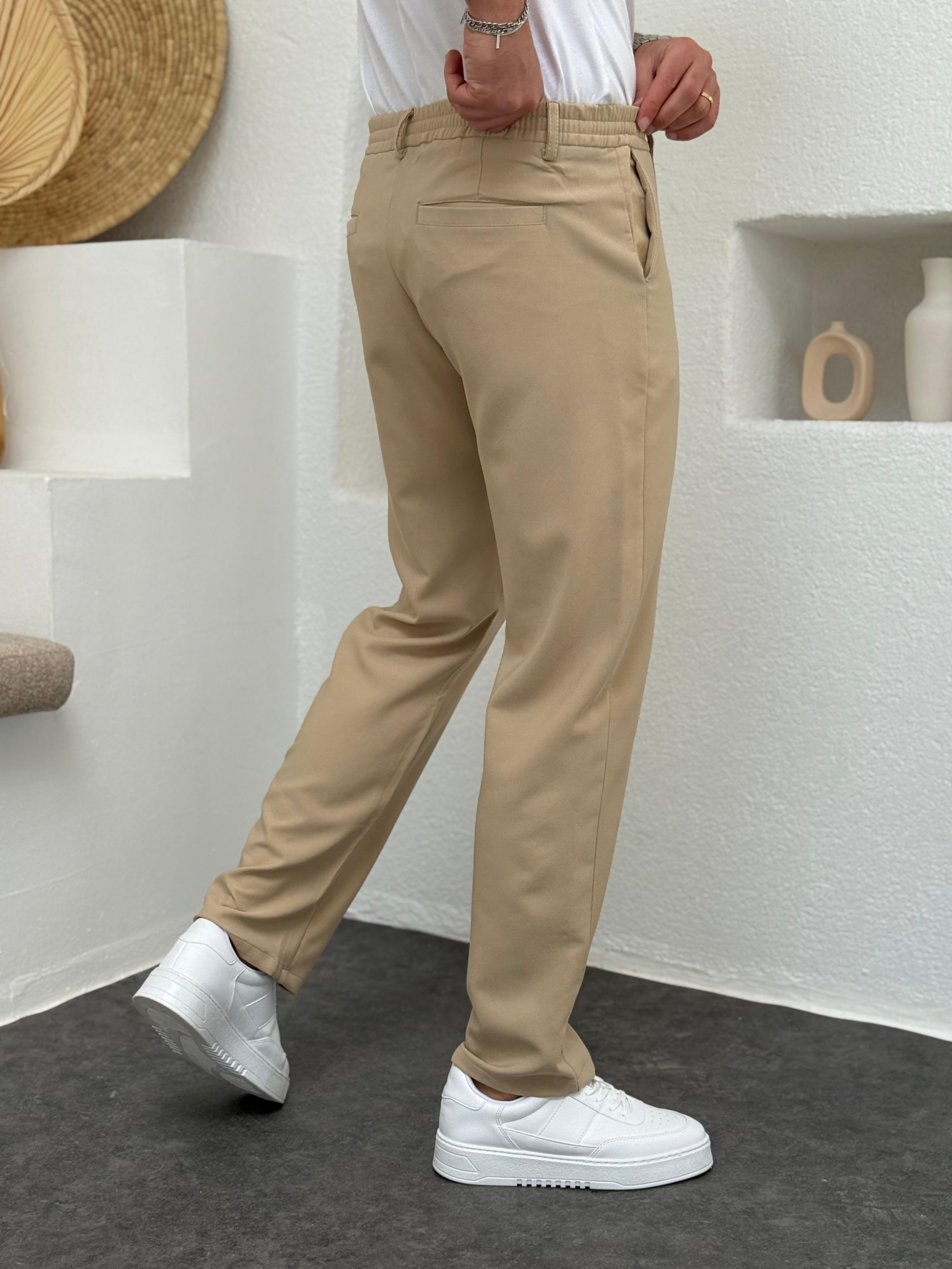 Krem İp Detaylı Jogger Pantolon