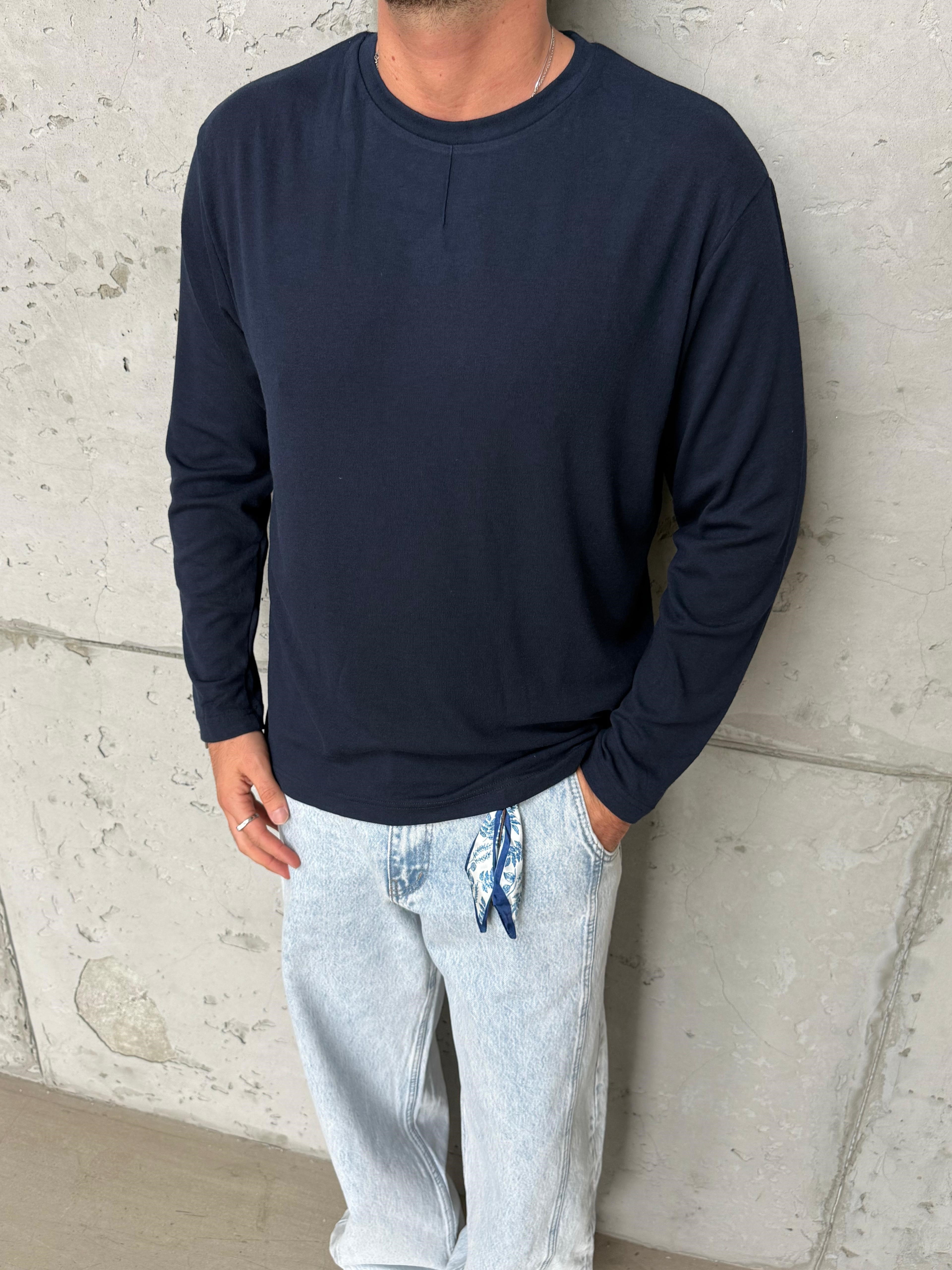Lacivert Dikiş Detay Sweatshirt