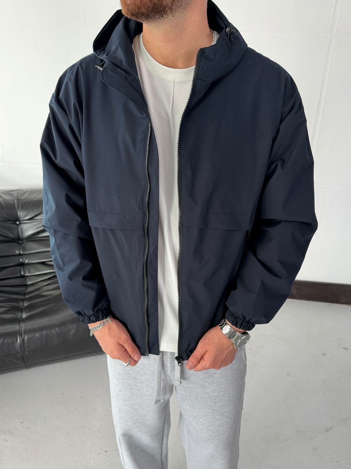 Lacivert Oversize Yağmurluk