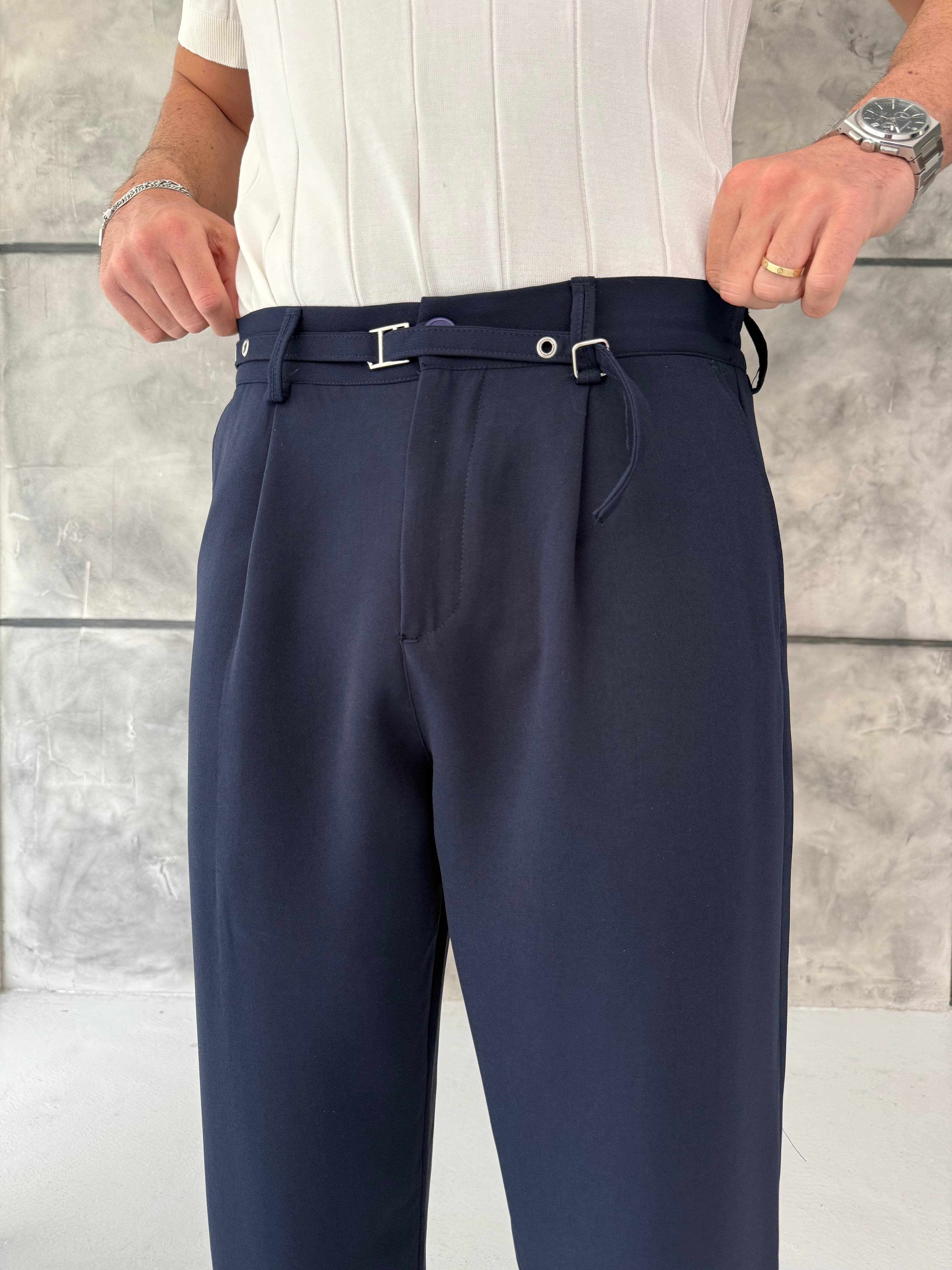 Lacivert Premium Kemer Detaylı Pantolon