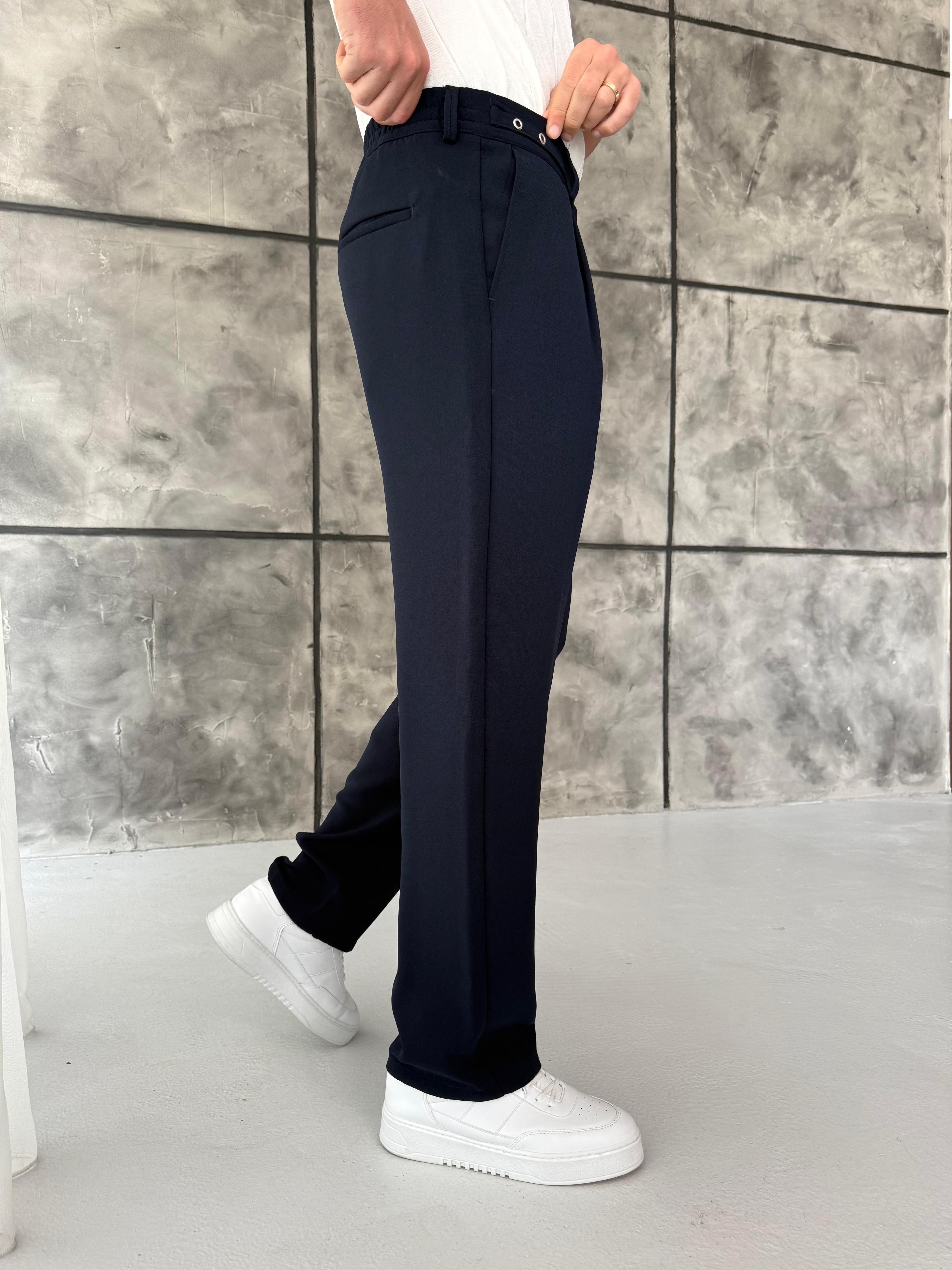 Lacivert Premium Kemer Detaylı Pantolon