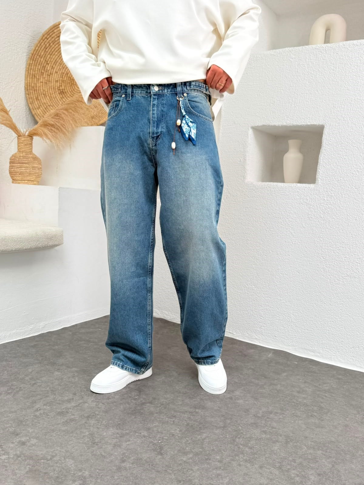 Mavi Aksesuar Detay Baggy Jean