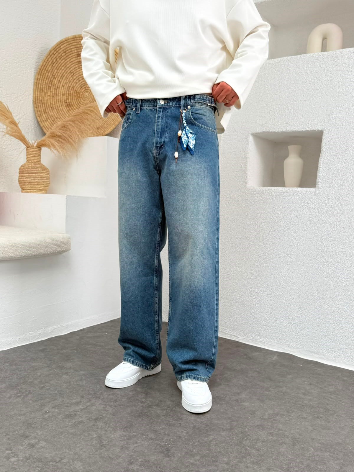 Mavi Aksesuar Detay Baggy Jean