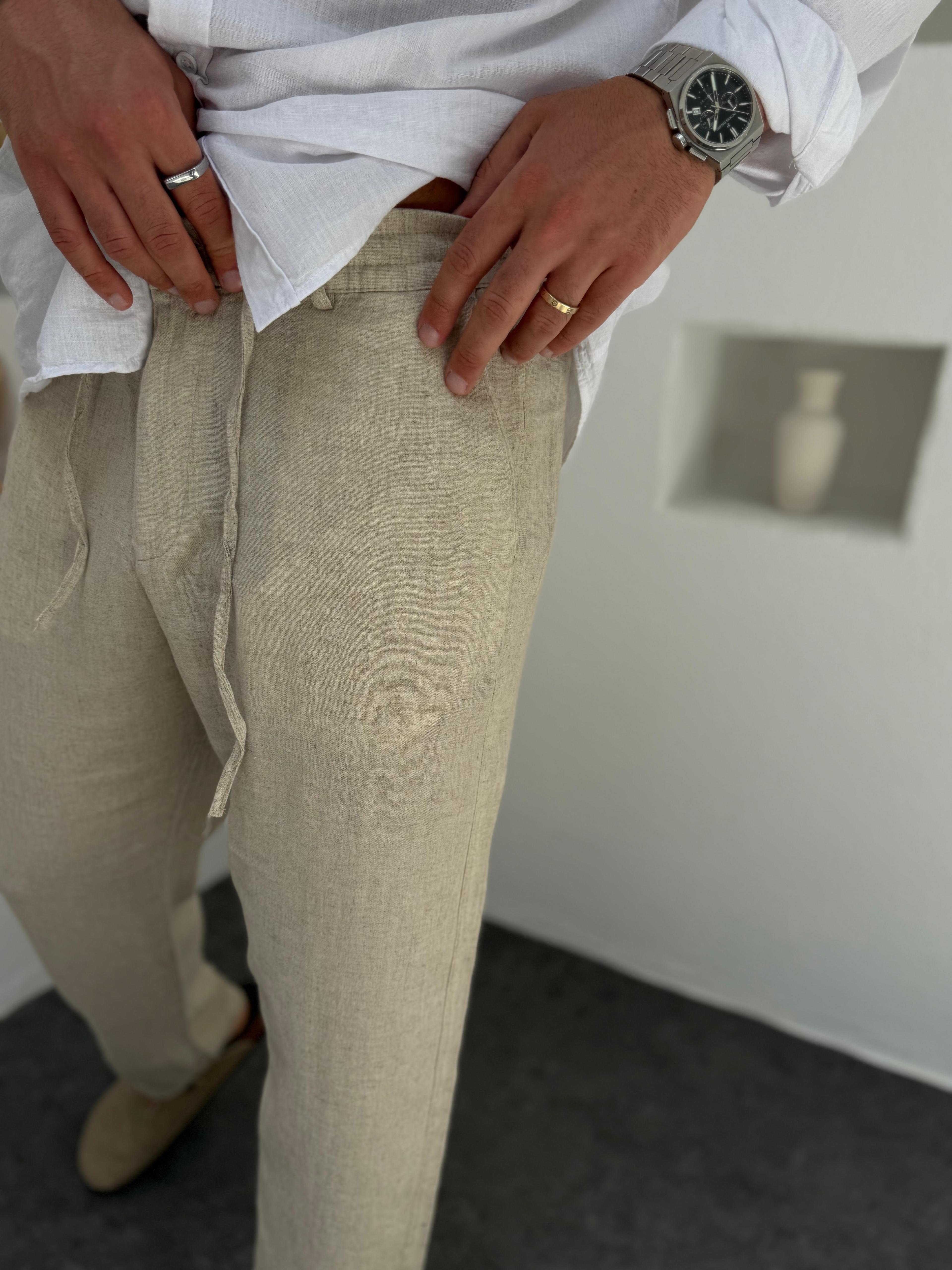 Natural %100 Keten Pantolon