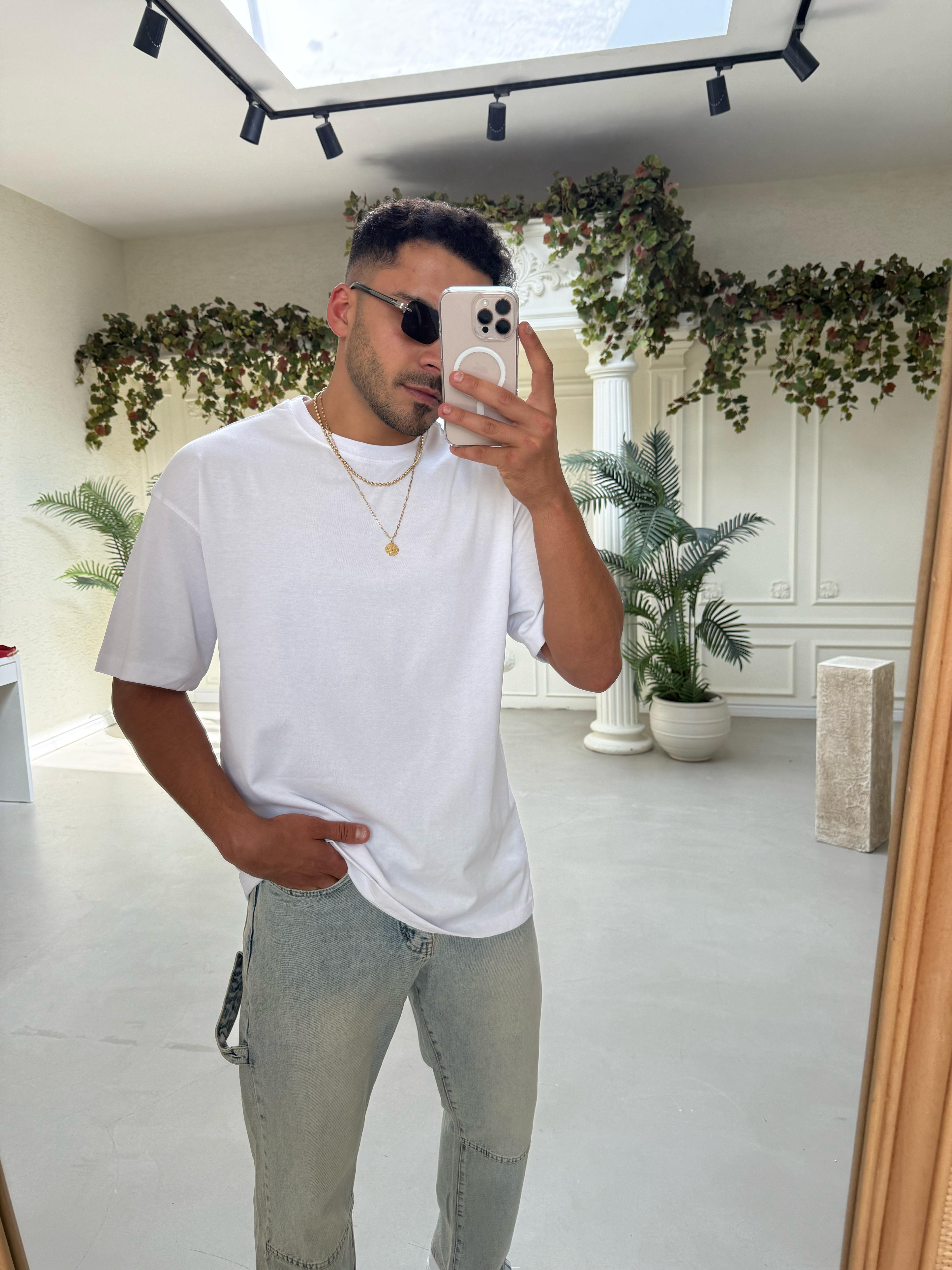 Oversize Basic T-Shirt Beyaz