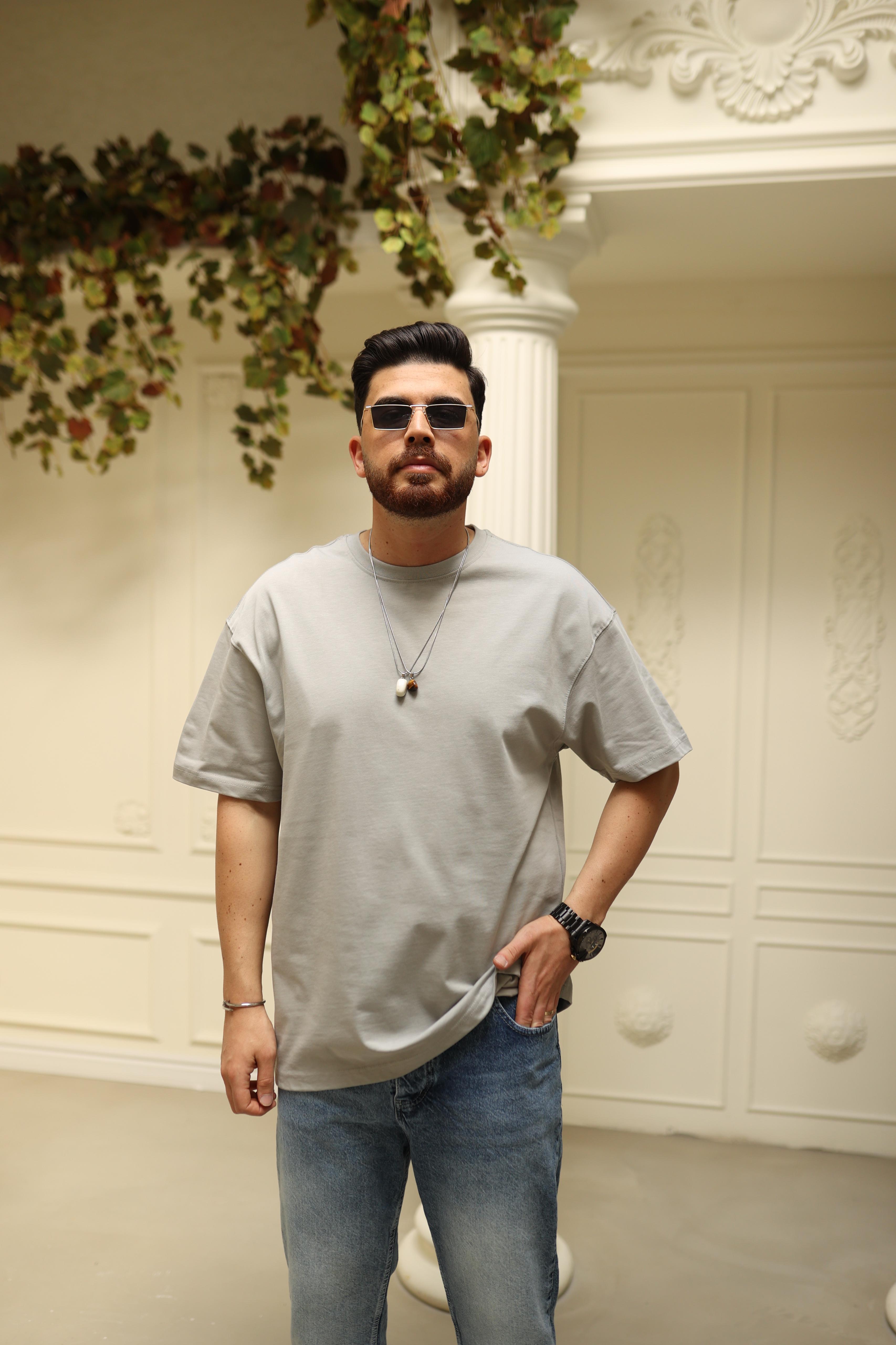 Oversize Basic T-Shirt Gri