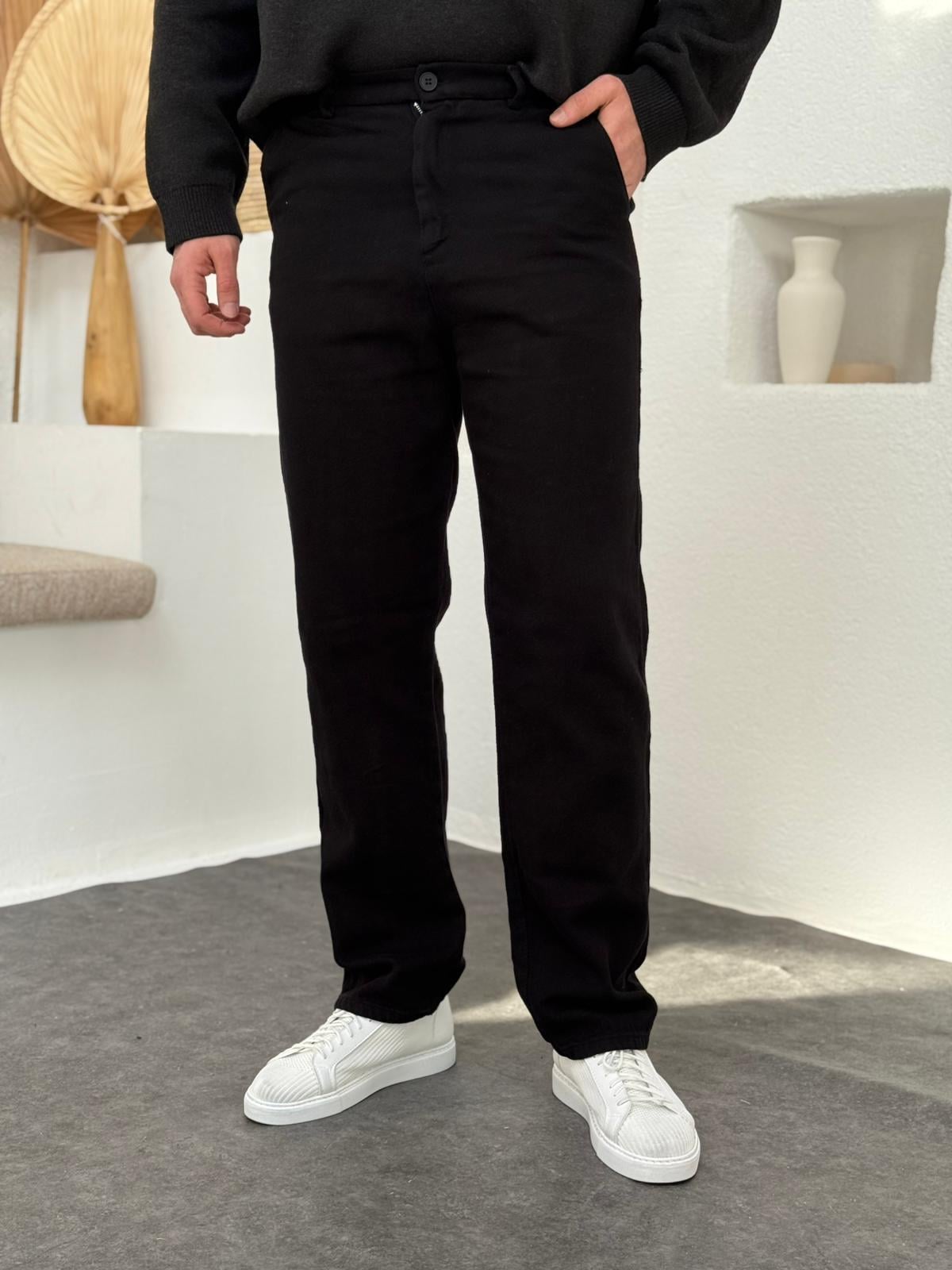 Siyah Regular Fit Gabardin Pantolon
