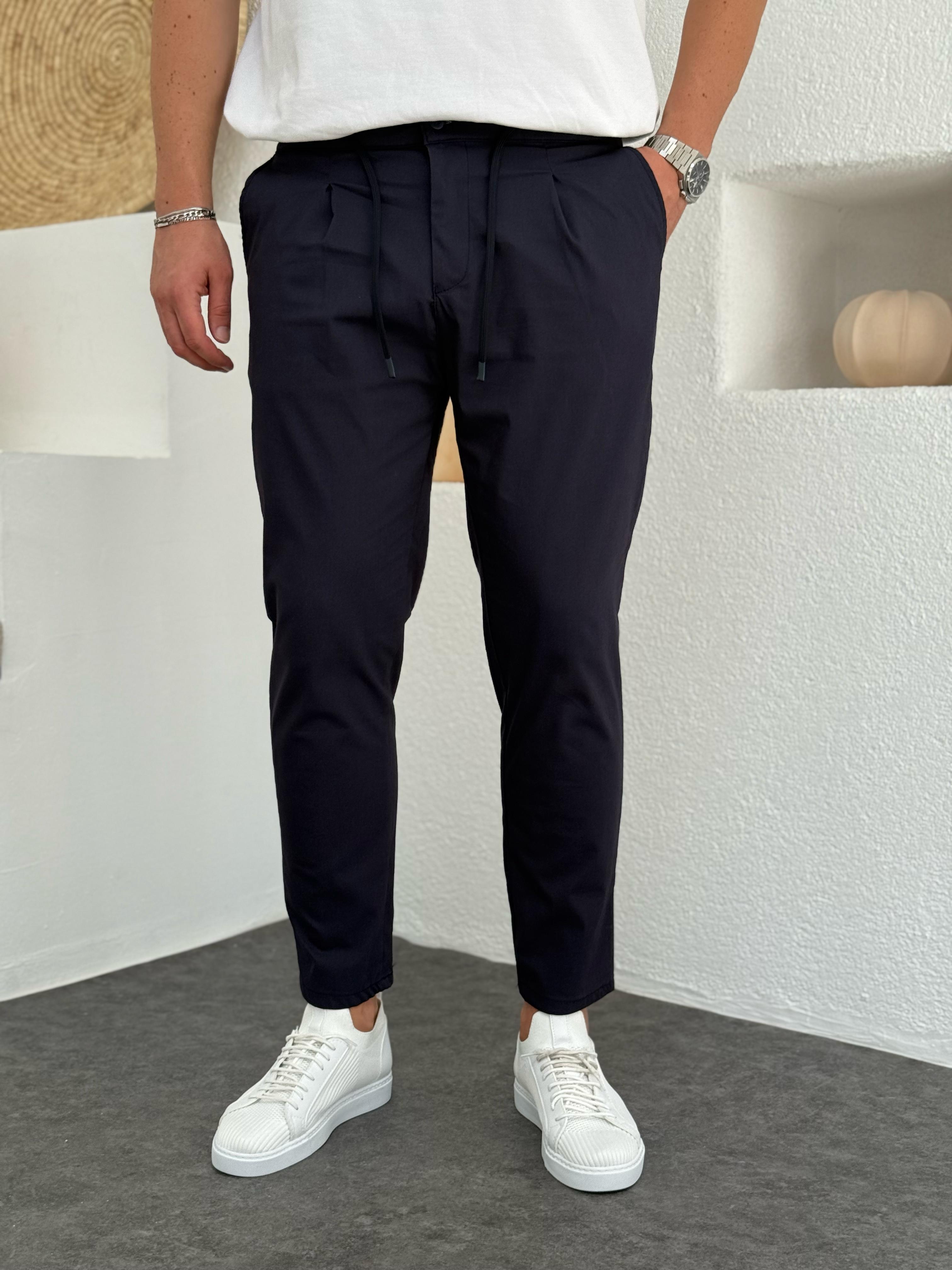 Slimfit Full Likralı İp Detaylı Pantolon Lacivert