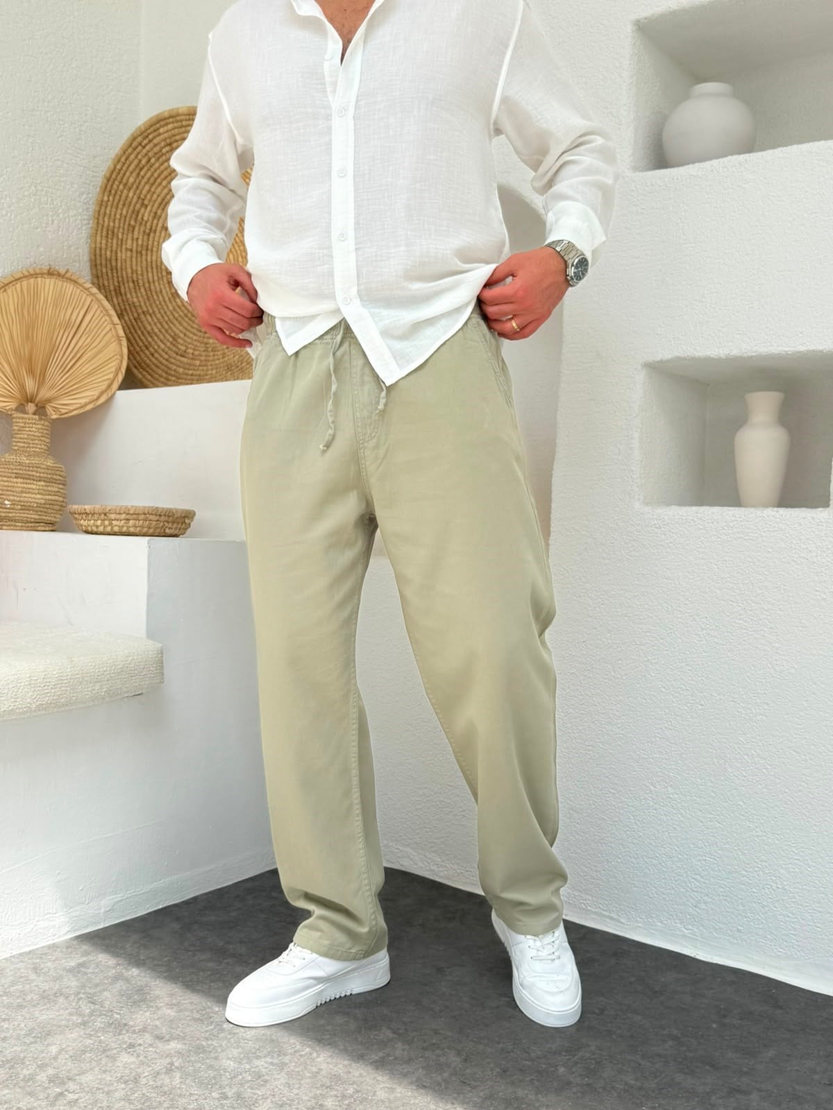 Yeşil Gabardin Baggy Pantolon
