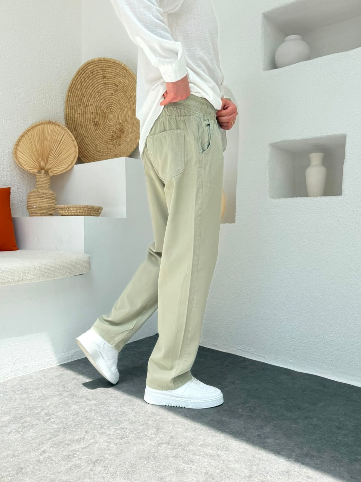 Yeşil Gabardin Baggy Pantolon