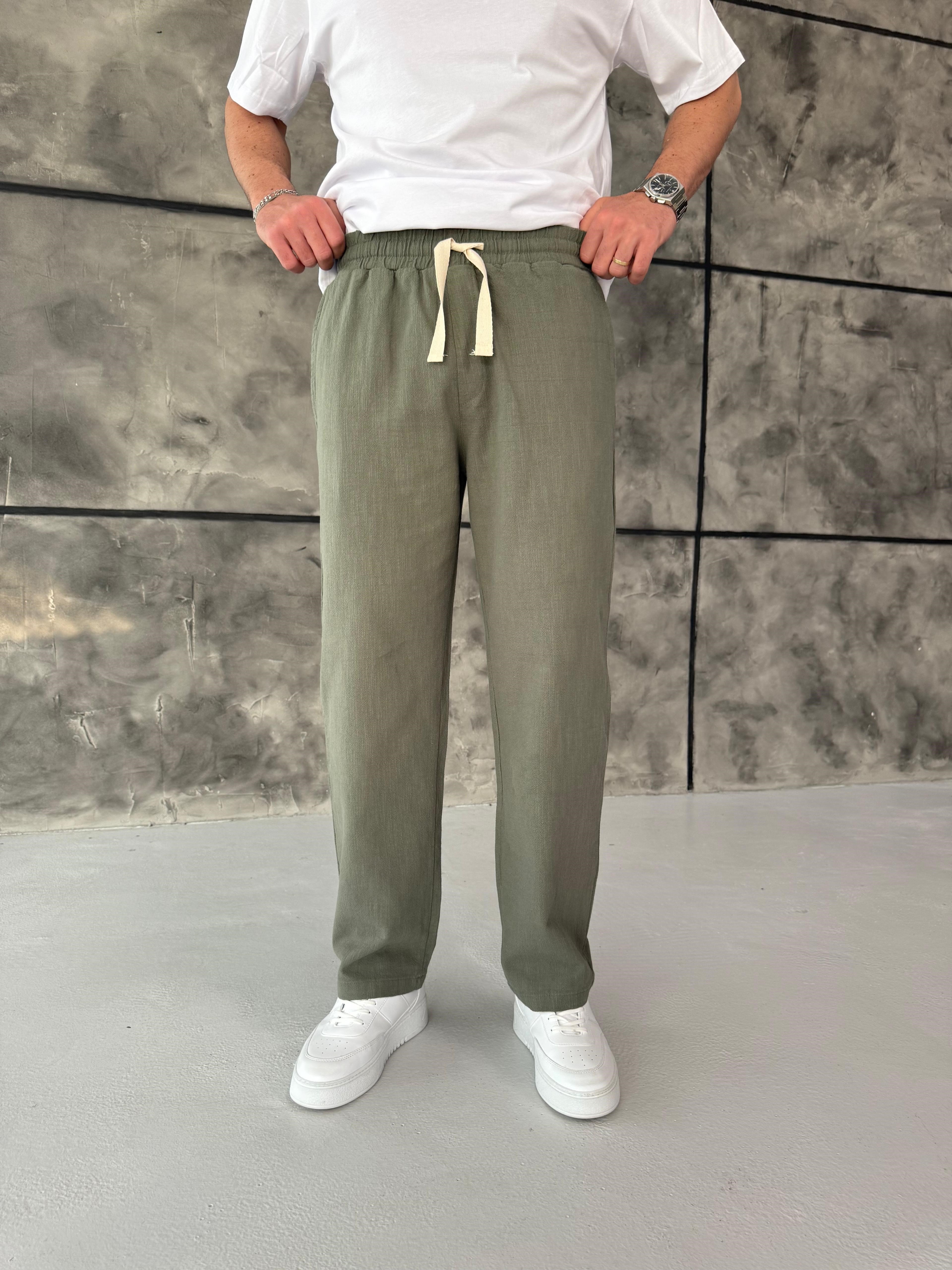 Yeşil Premium Keten Pantolon
