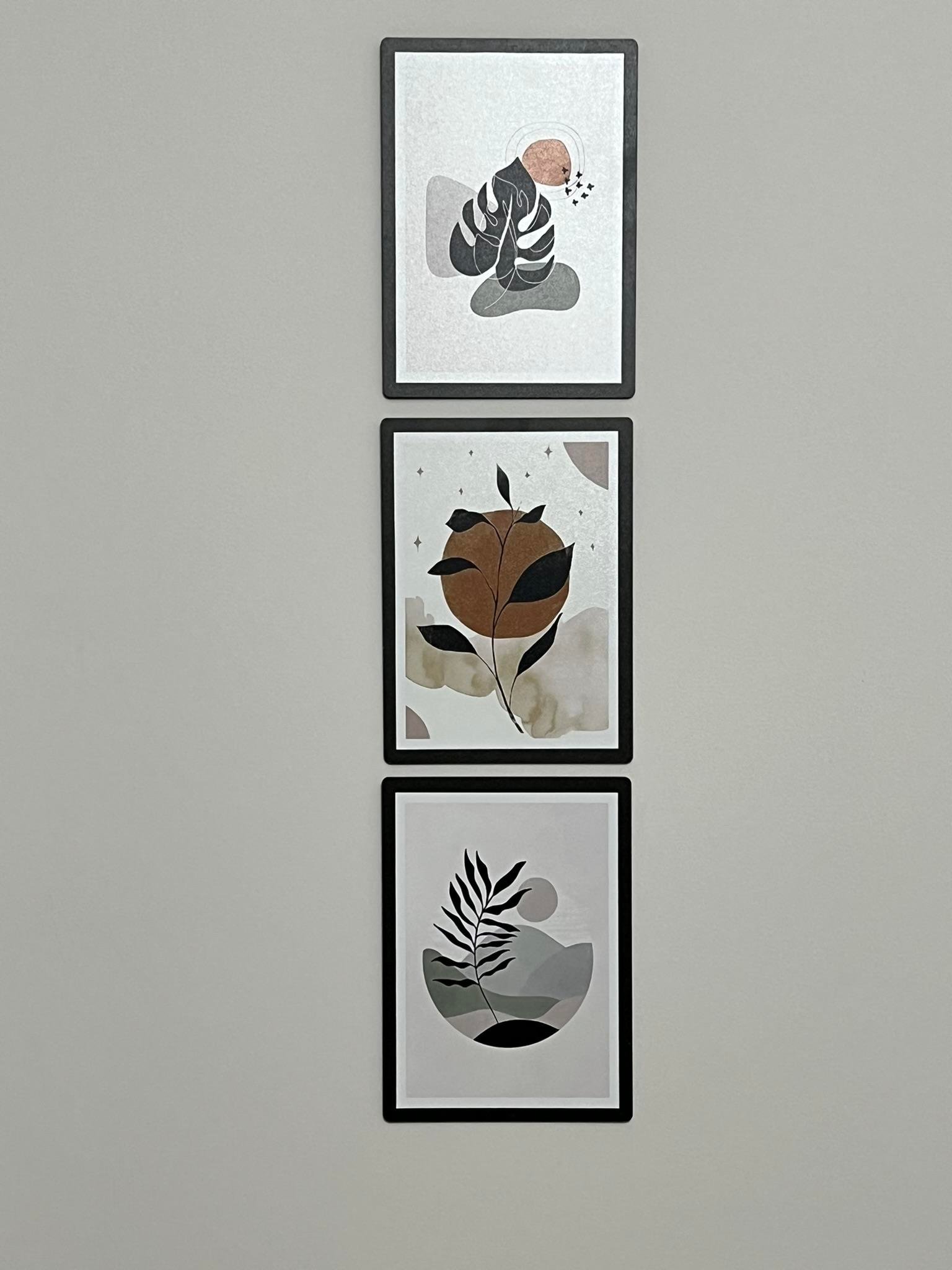 3'lü Modern Soyut Bitki Temalı Duvar Tablosu Seti