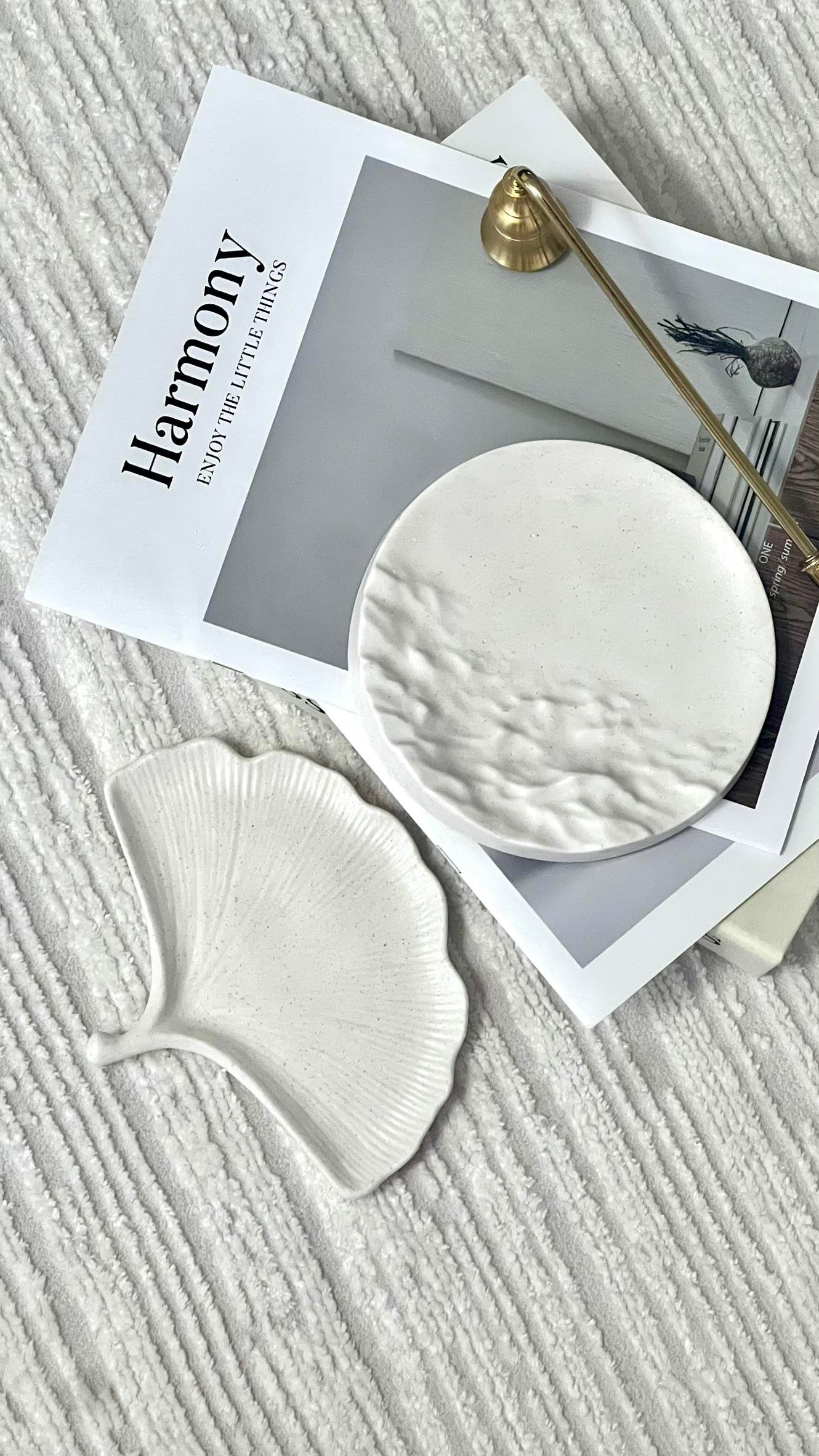 Yaprak ve Kendinden Dalgalı 2'li  Dekoratif Tabak Seti