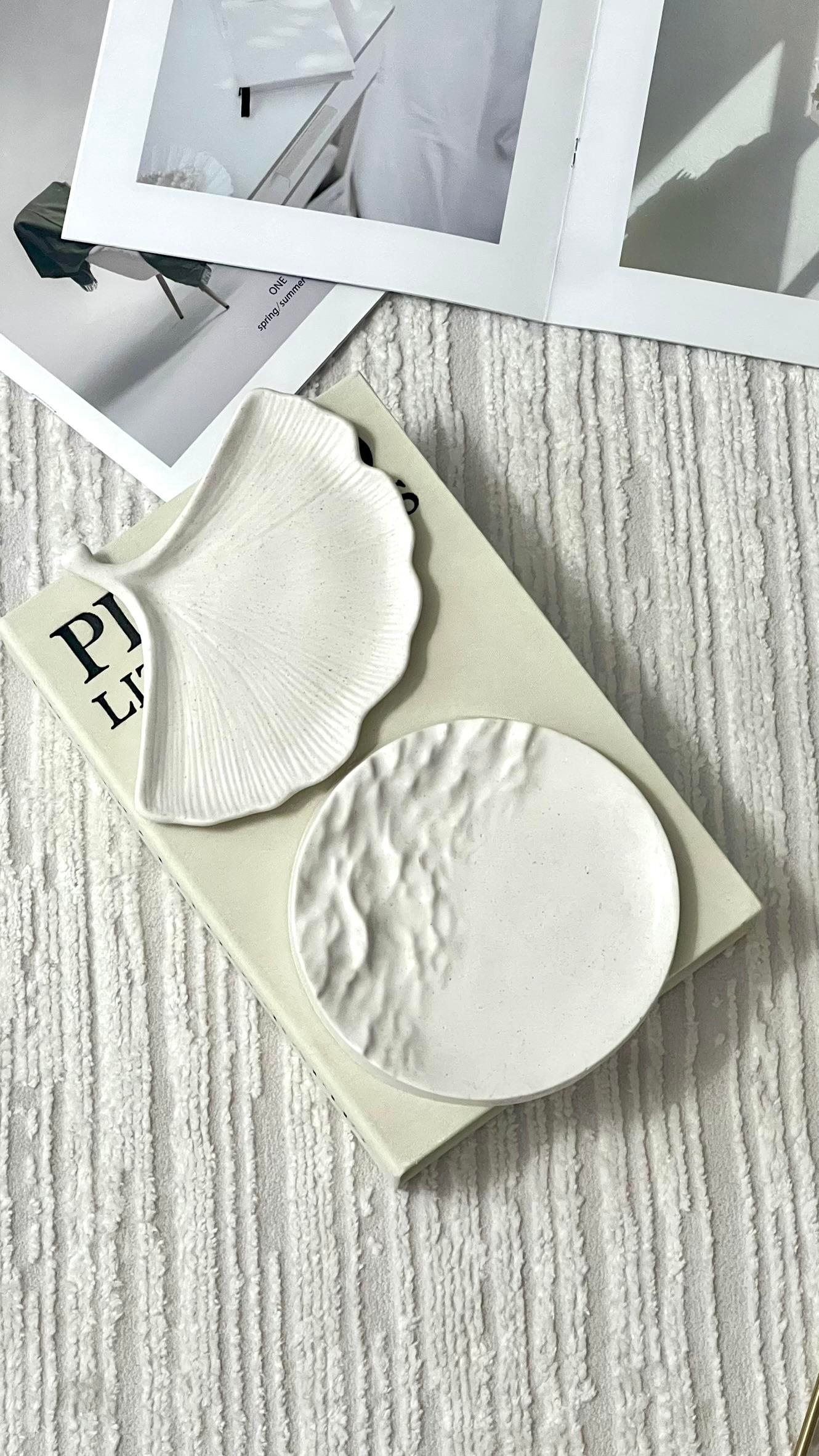 Yaprak ve Kendinden Dalgalı 2'li  Dekoratif Tabak Seti