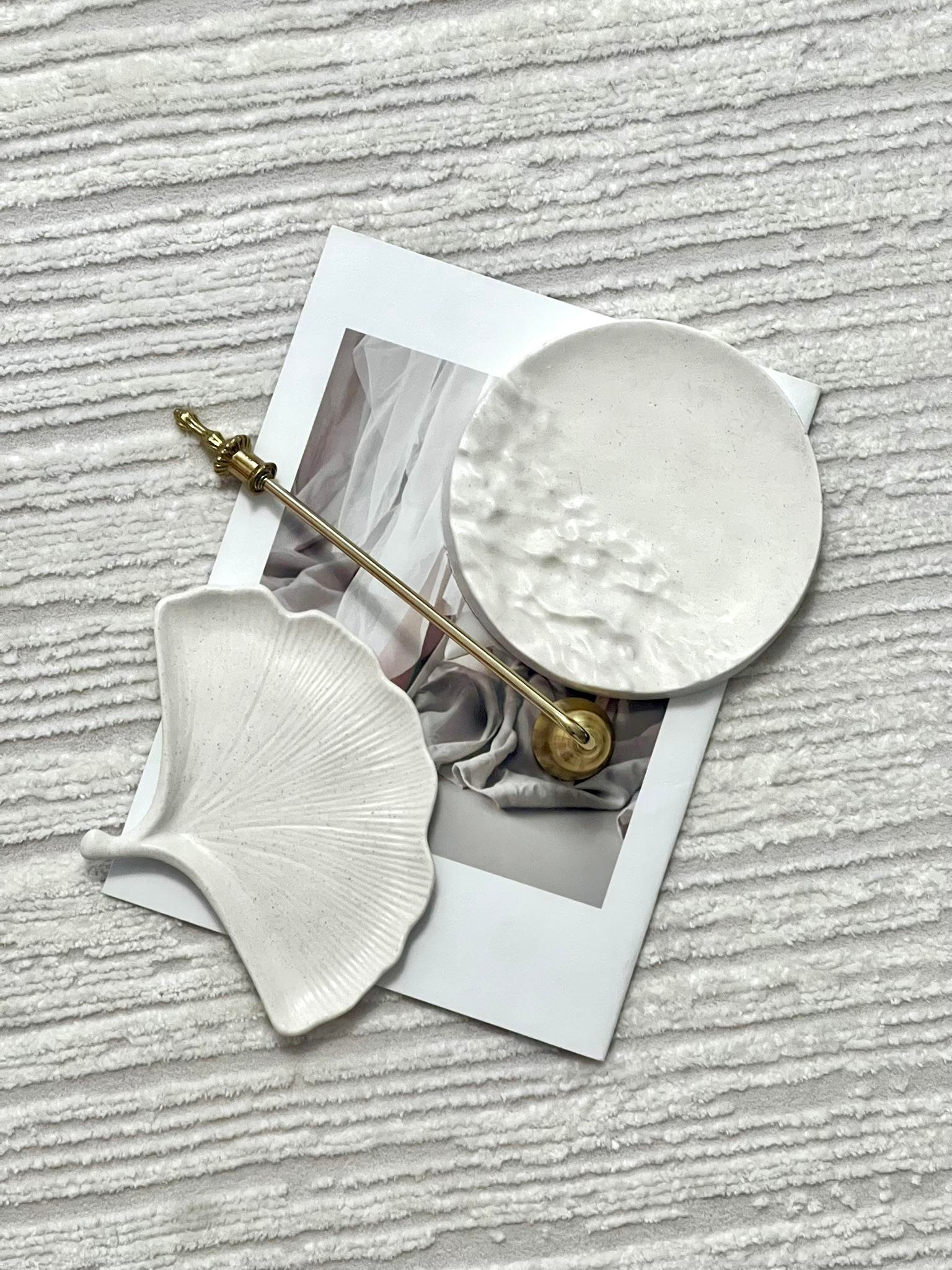 Yaprak ve Kendinden Dalgalı 2'li  Dekoratif Tabak Seti