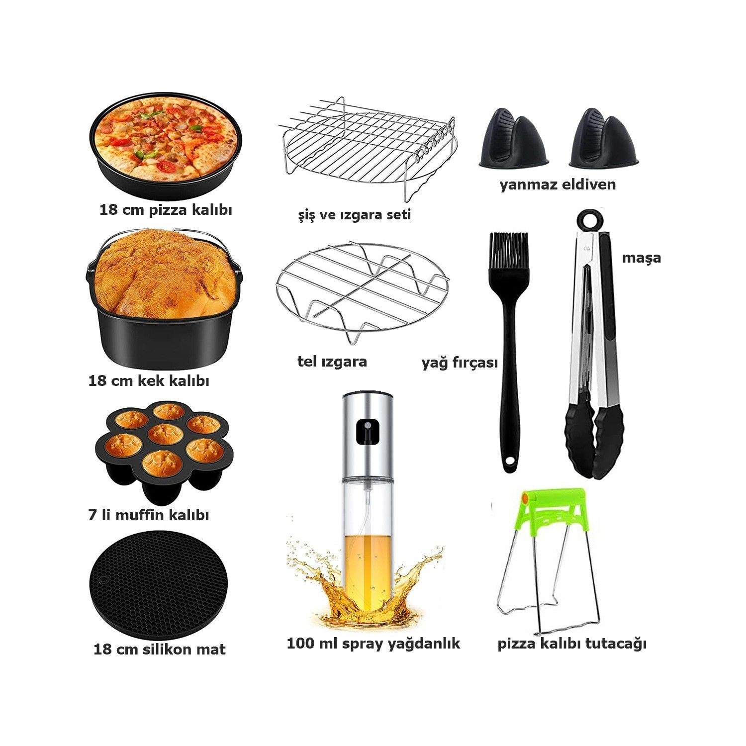 Xiaomi Yasomi Tefal Philips Karaca 5-6 Litre Uyumlu 8 Inc (20 CM) 12 Li Airfryer Fritöz Seti