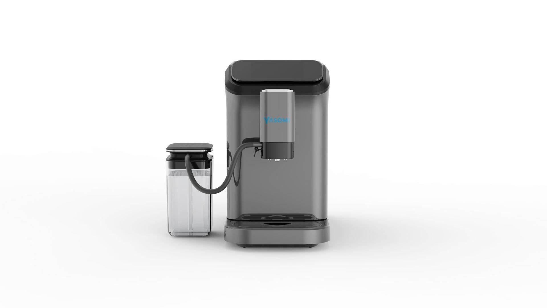 Yasomi Brewsta WS-D5 Çelik Kahve Öğütücülü, Süt Köpürtücülü, Dokunmatik Ekranlı Full Otomatik Espresso Makinesi (Gri)