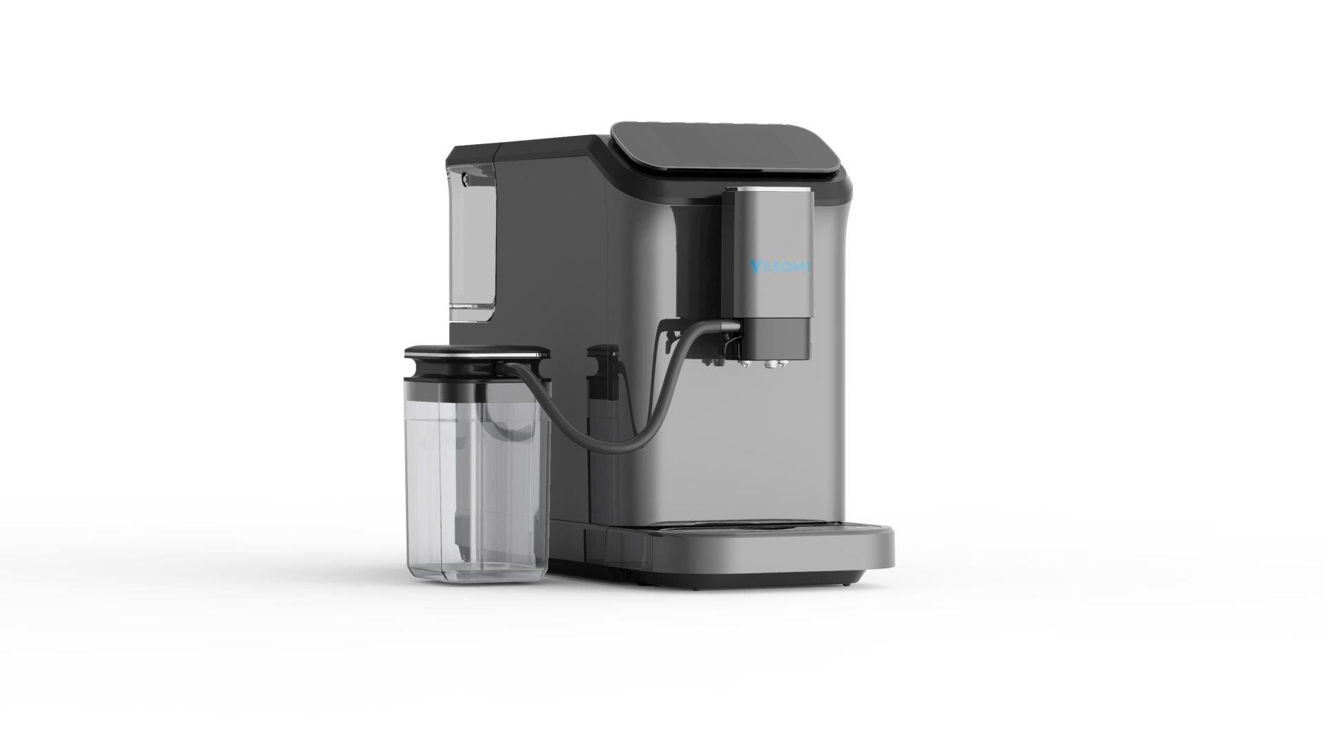 Yasomi Brewsta WS-D5 Çelik Kahve Öğütücülü, Süt Köpürtücülü, Dokunmatik Ekranlı Full Otomatik Espresso Makinesi (Gri)