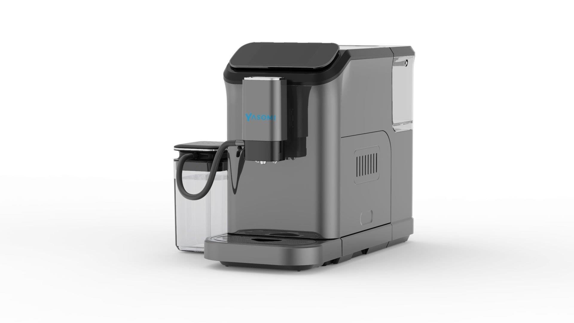 Yasomi Brewsta WS-D5 Çelik Kahve Öğütücülü, Süt Köpürtücülü, Dokunmatik Ekranlı Full Otomatik Espresso Makinesi (Gri)