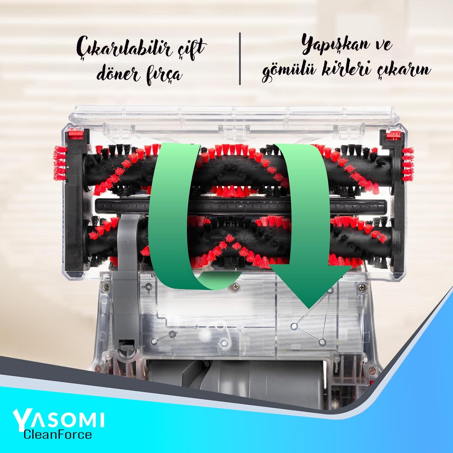 Yasomi Clean Force Dik Halı Yıkama Makinesi Uyumlu Ana Fırça