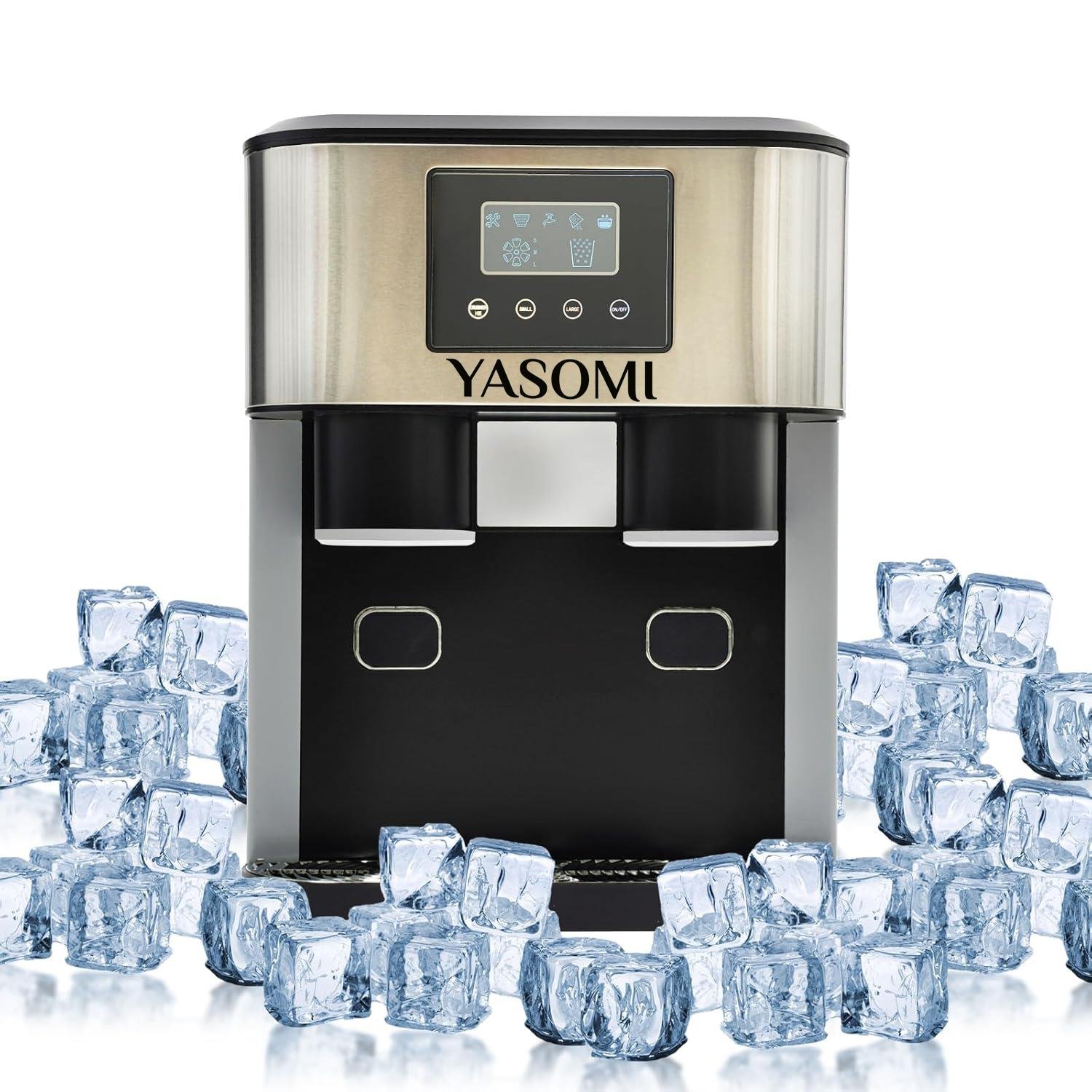 Yasomi Coolmaster ZBS15 3in1 Küp & Kırılmış Buz, Soğuk Su LCD Dokunmatik Inox Gövde 2l Tanklı Buz Makinesi