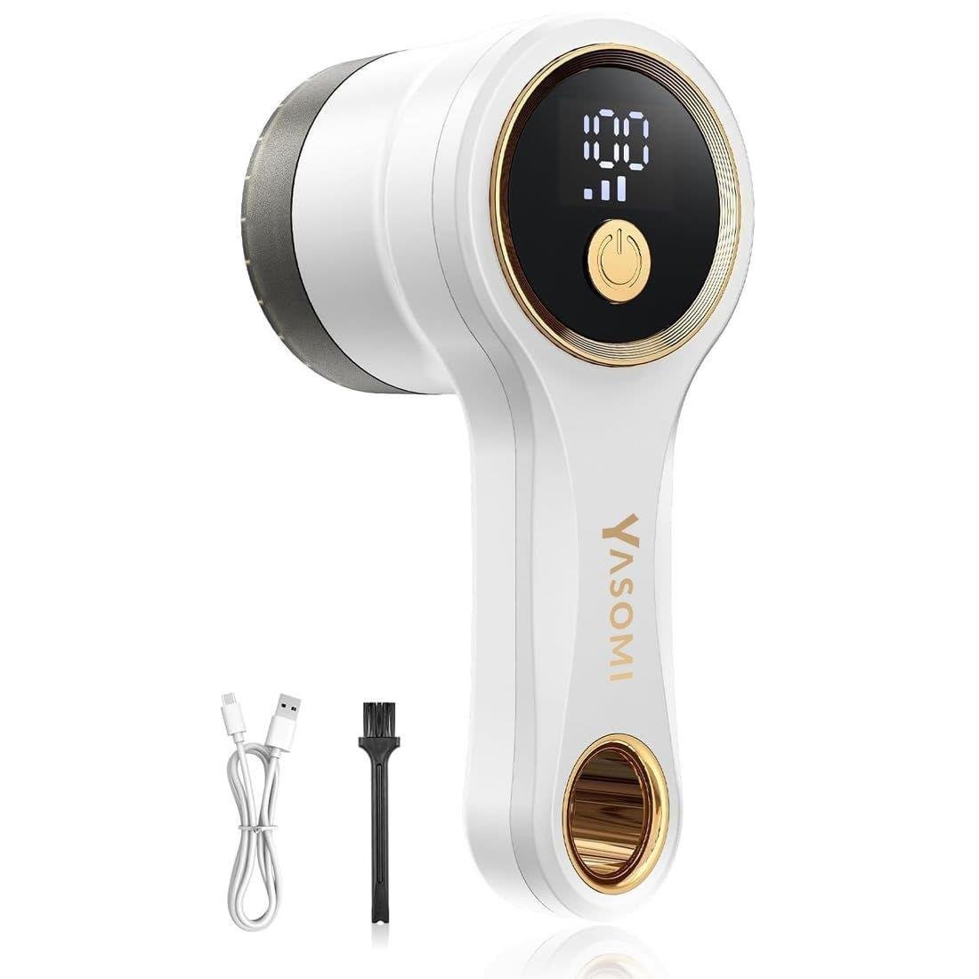 Yasomi DN-31 QuilMate Usb Şarj Edilebilir LED Ekran Tiftik Kazak ve Mobilya Tüy Toplama Makinesi (beyaz)