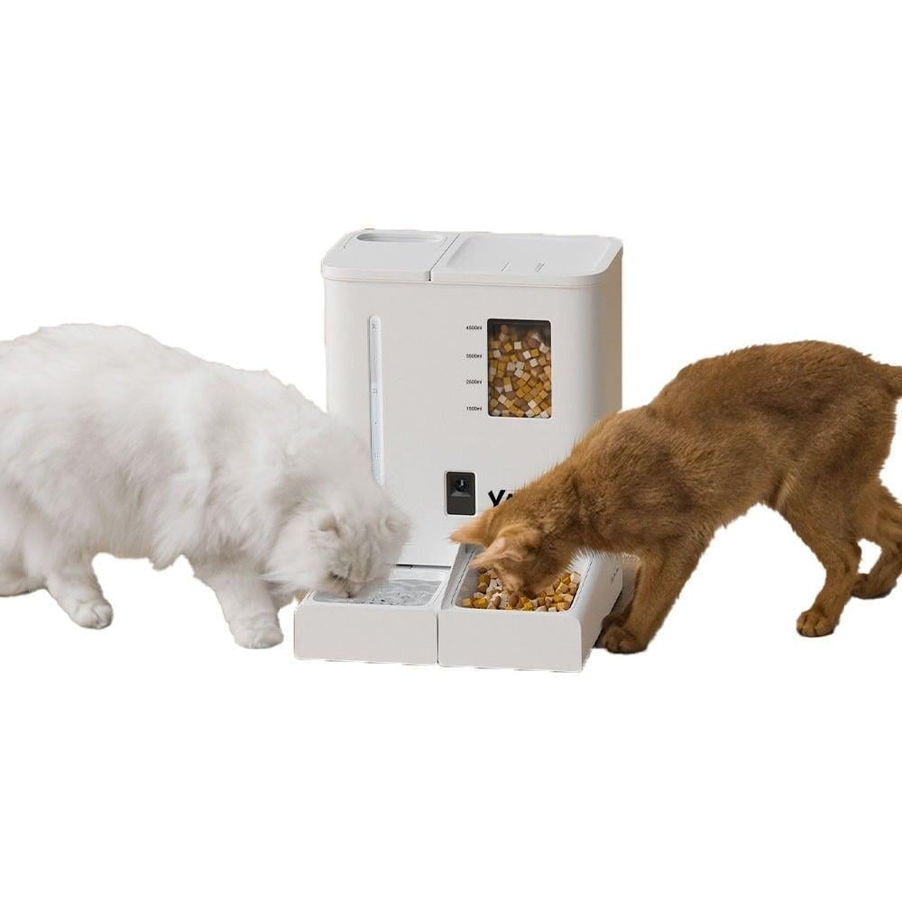 Yasomi DU-F03V SmartPaw+ 2si1 Arada 4L/5L Kapasiteli Pilli/Kablolu Akıllı Otomatik Mama ve Su Kabı (Beyaz)